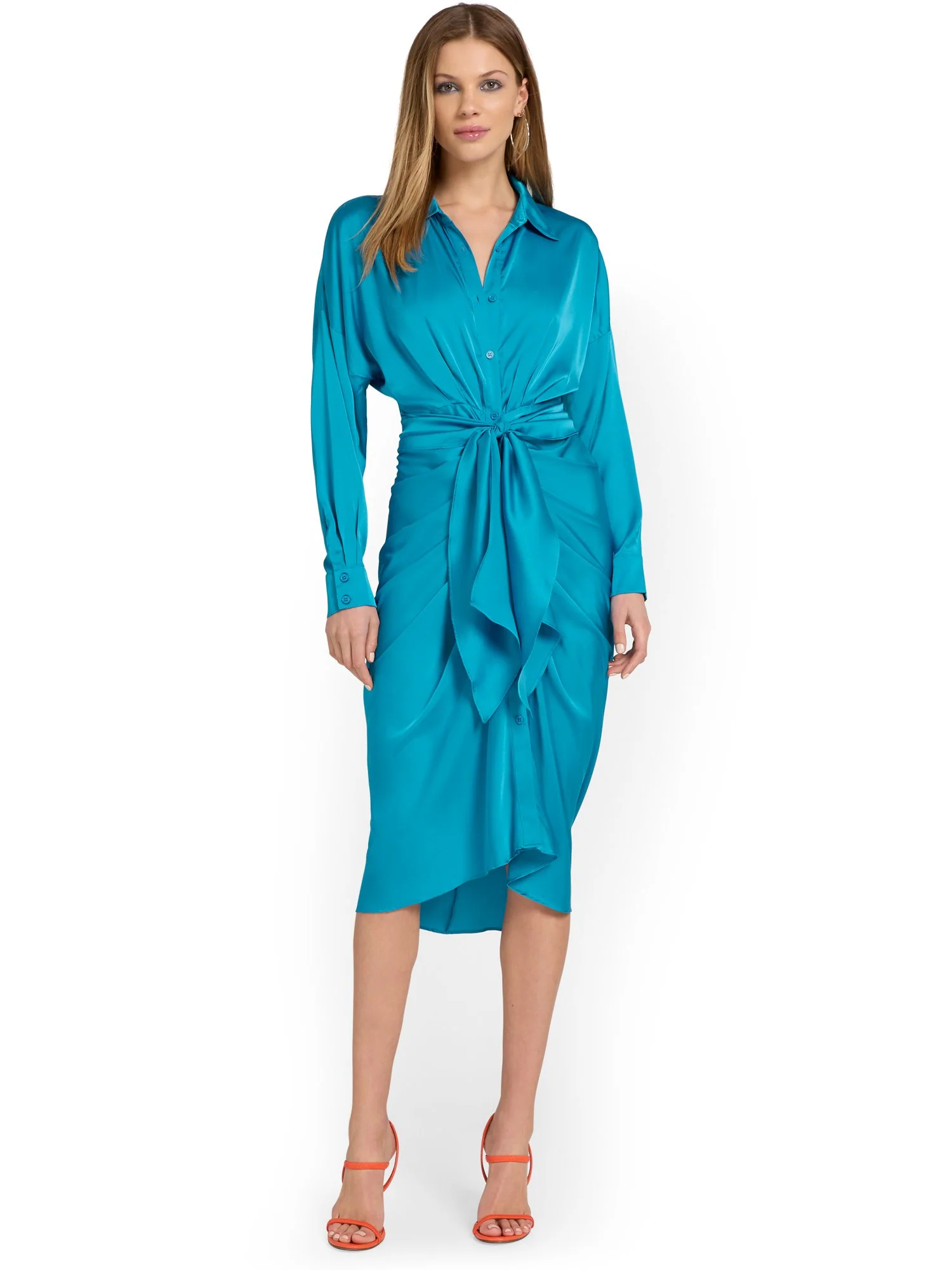 Do+Be Satin Blue Shirred Shirtdress - Brands We Love - Image 2