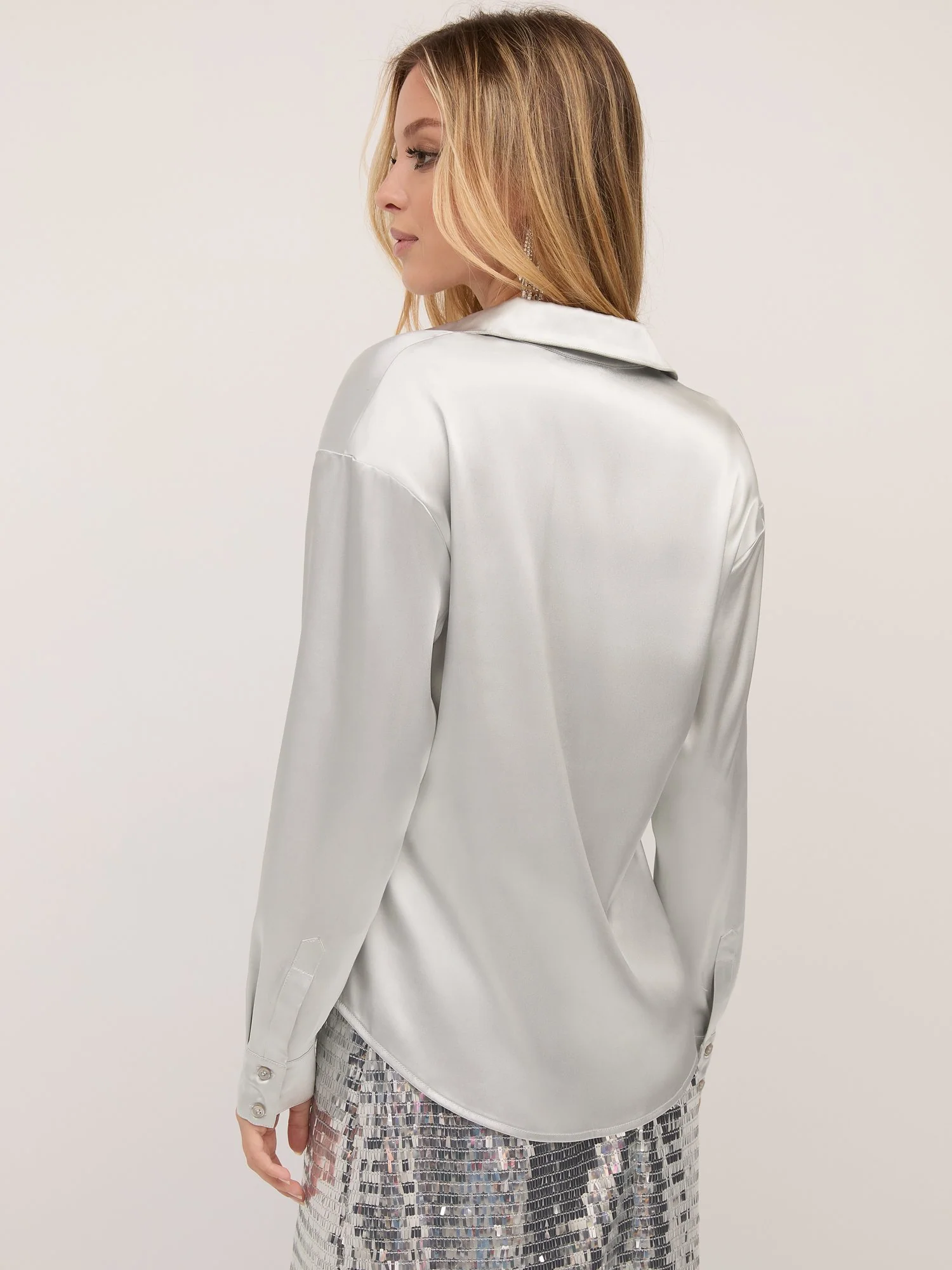 Satin-Effect Button-Front Blouse - Image 3