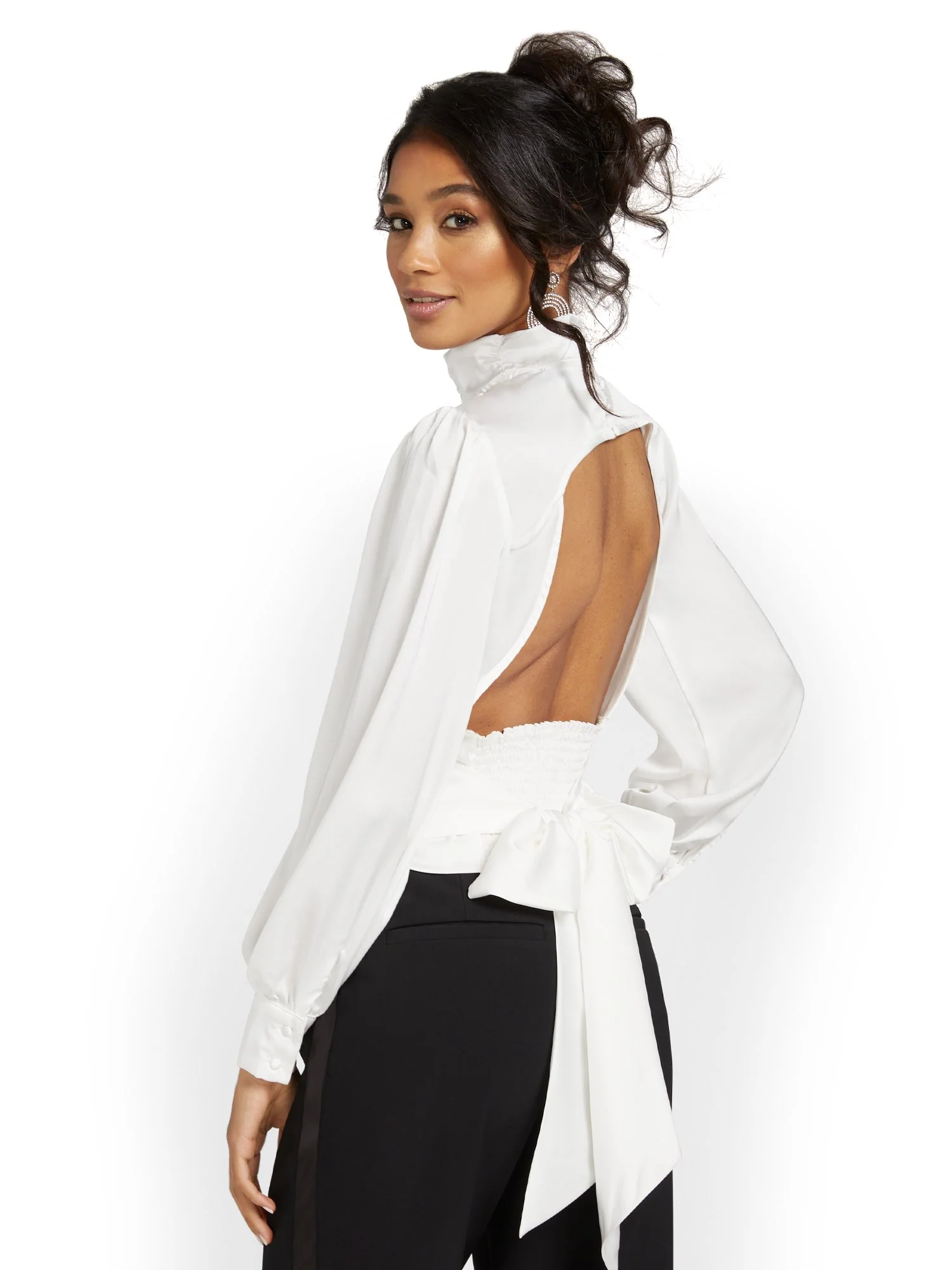 Satin Open-Back Blouse - Image 2