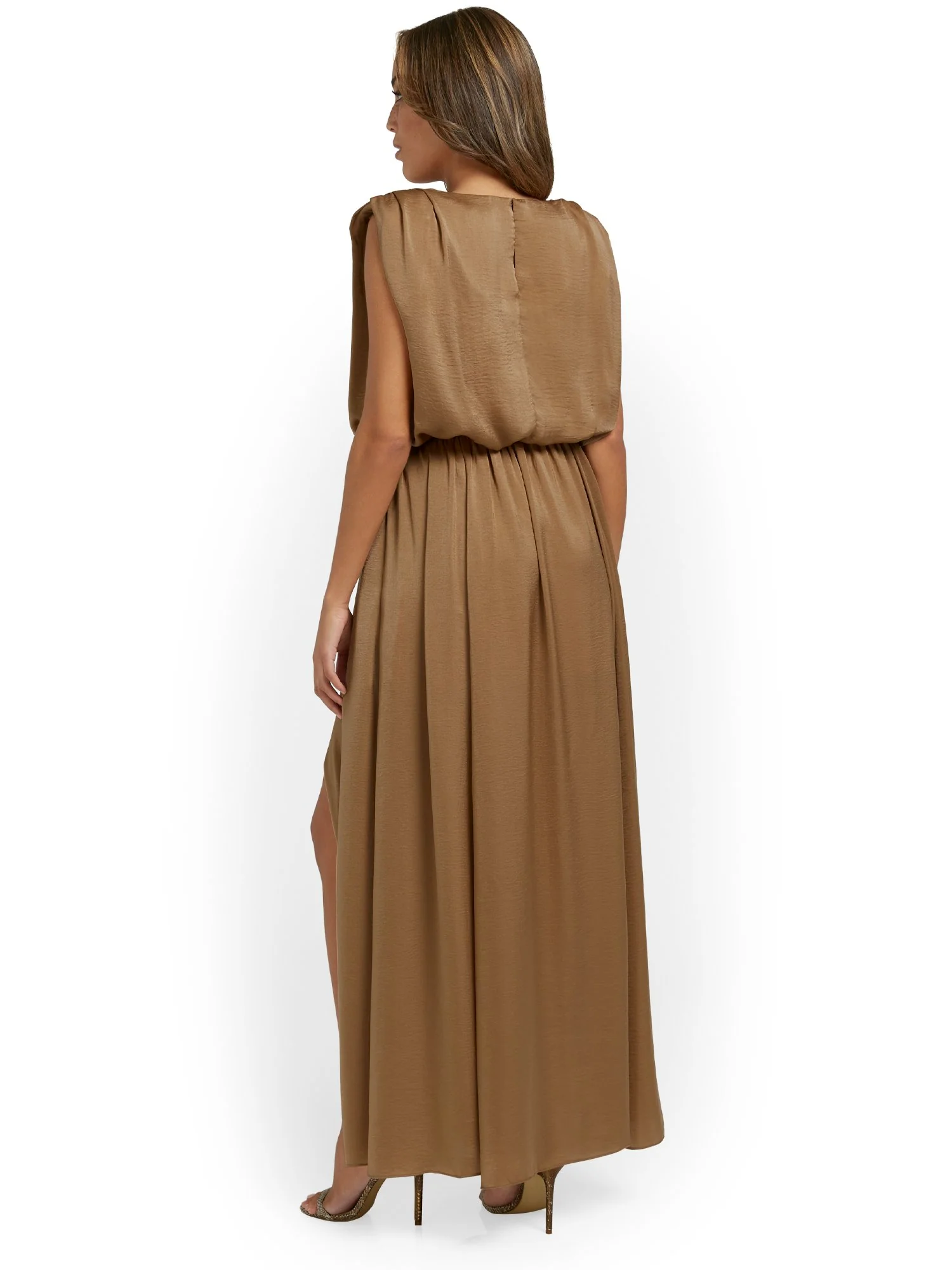 Mustard Seed Satin Shoulder-Pad Maxi Dress - Brands We Love - Image 3