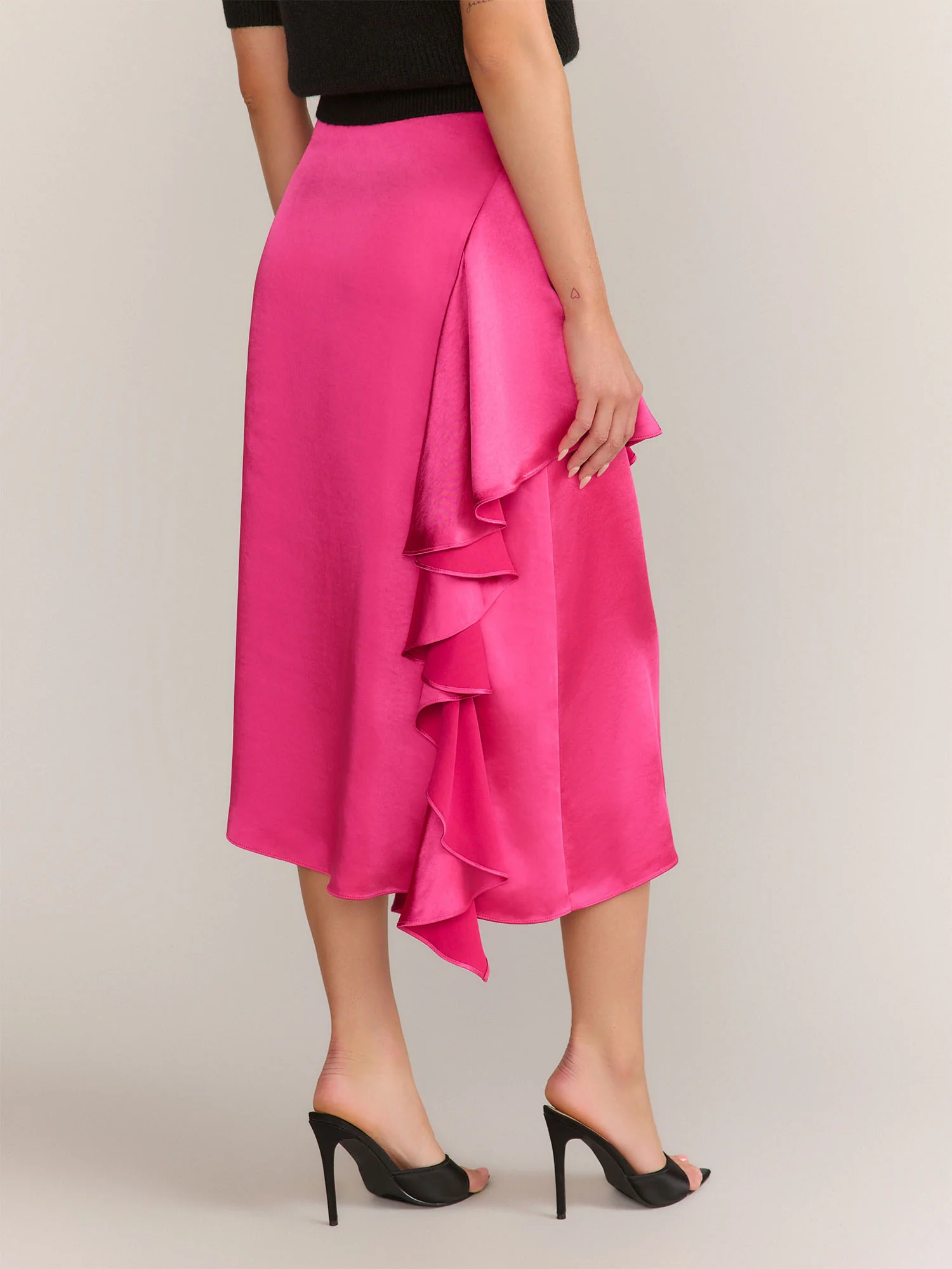 Endless Rose Satin Waterfall Midi Skirt - Brands We Love - Image 7