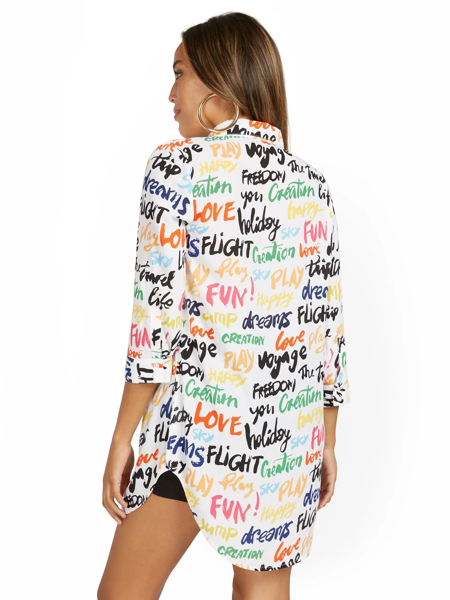 Script Oversized Button-Down Shirt - Image 3