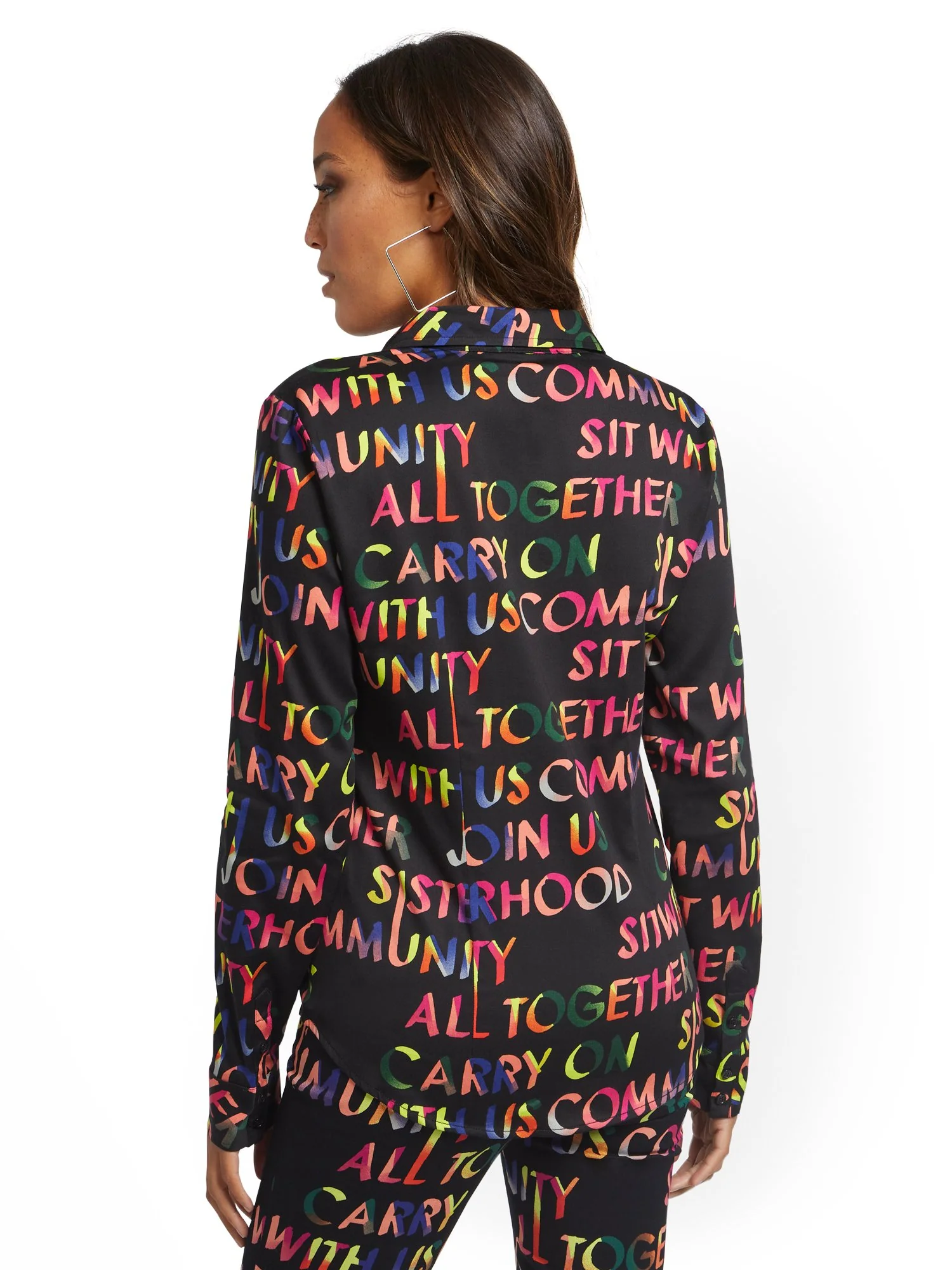 Script-Print Ruched Madison Shirt - 7th Avenue - Image 3