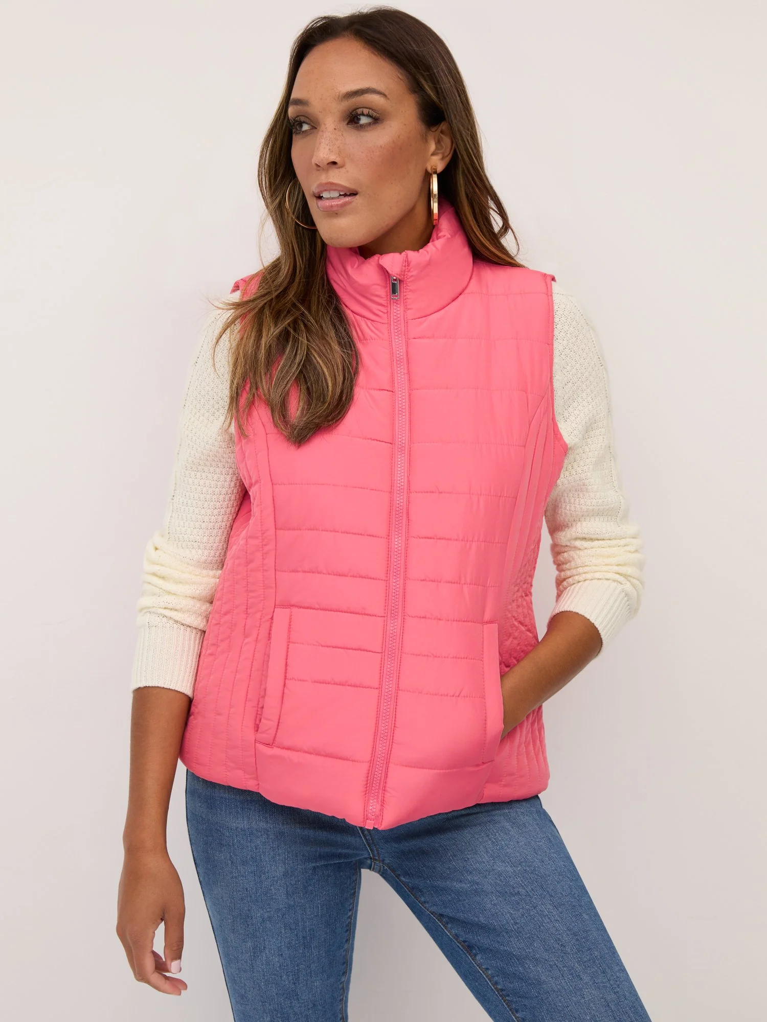 Seamed Zip-Up Puffer Vest - Image 20