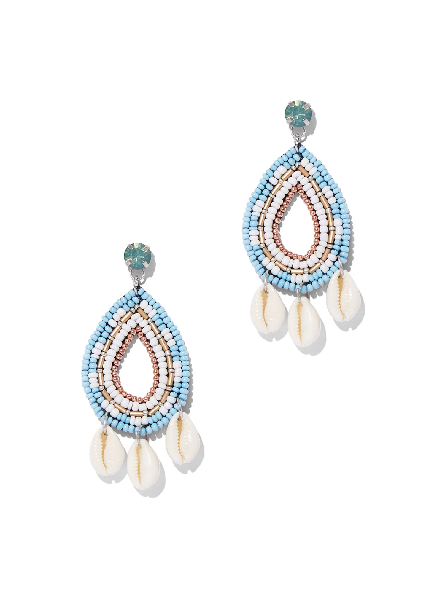 Seed Bead & Cowrie Shell Drop Earring