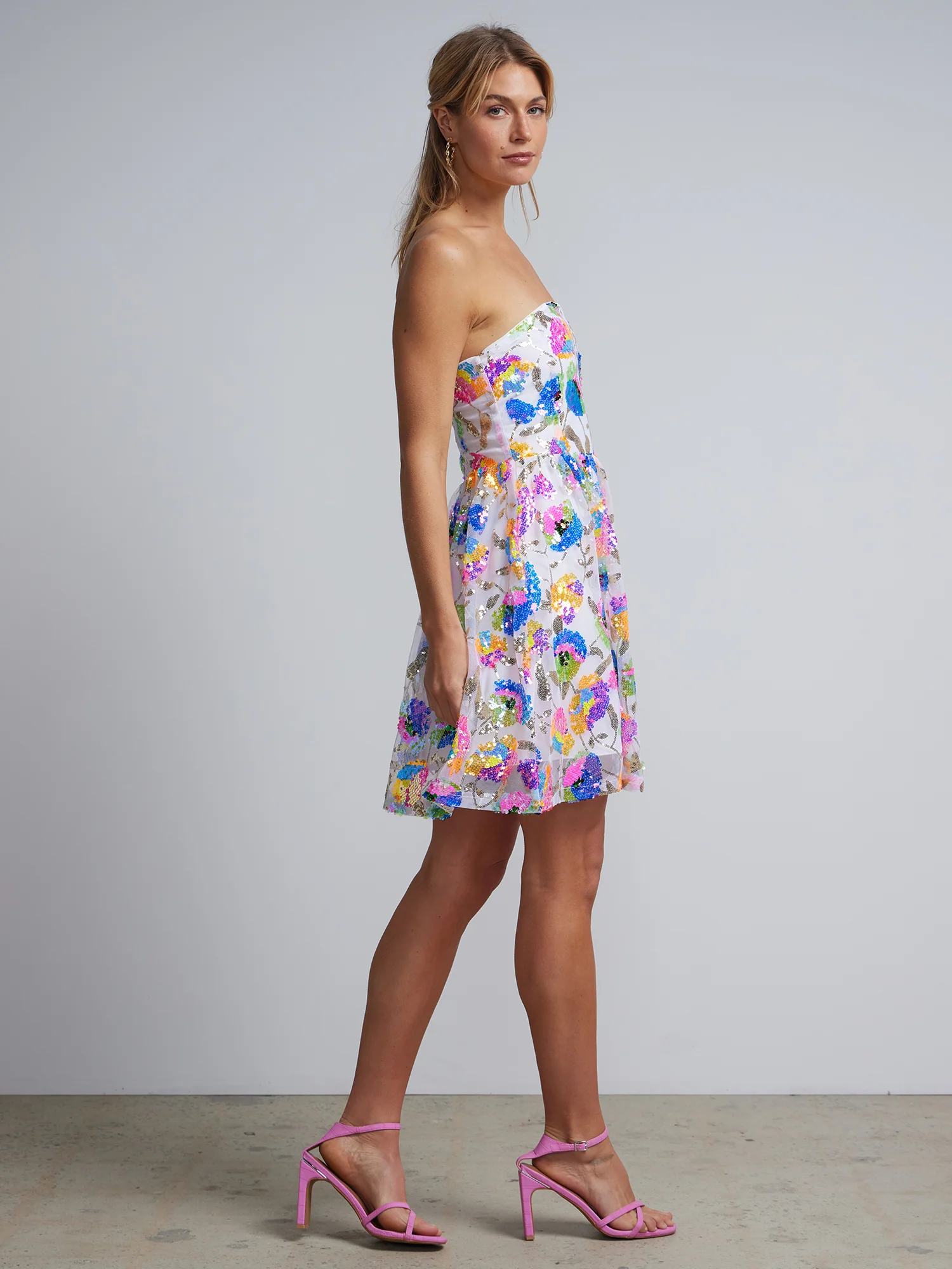 Sequin-Floral Flare Dress - Image 2