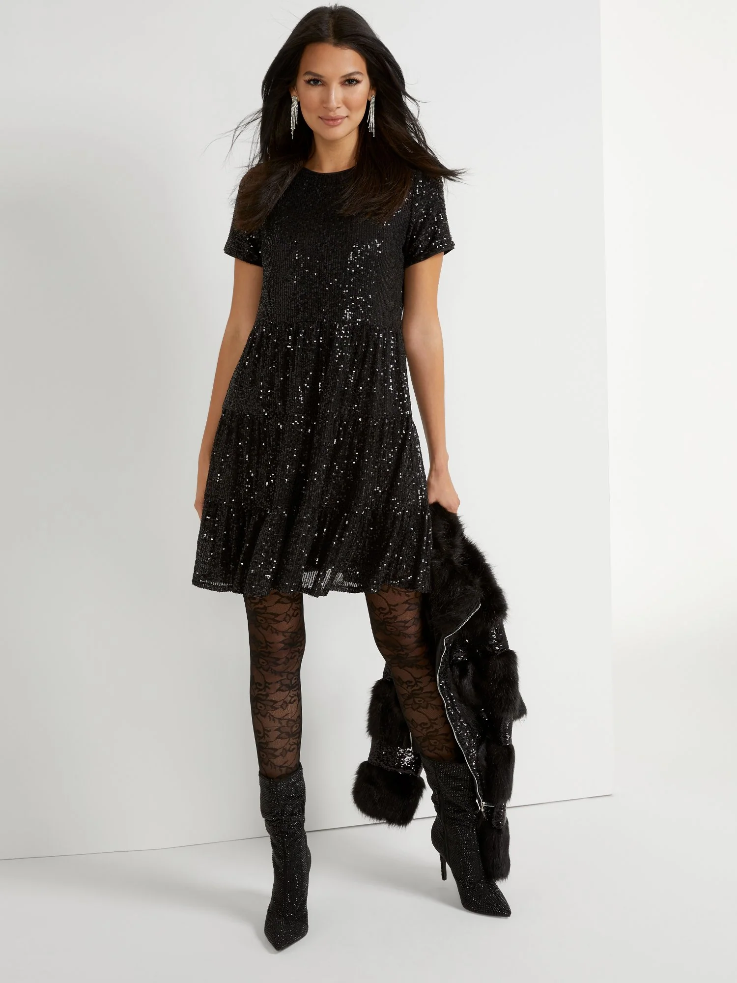 Sequin Tiered Dress - Image 2