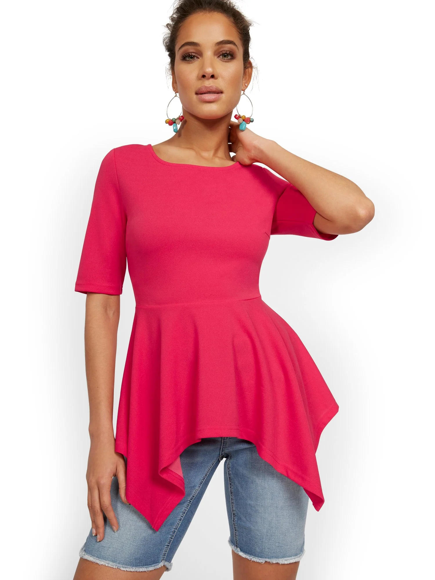Sharkbite-Hem Elbow-Sleeve Top - Image 12
