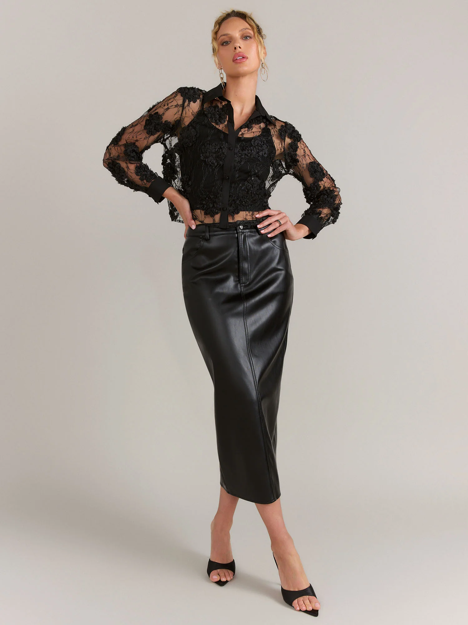Vine Tree Sheer 3D Lace Button Down Top - Brands We Love - Image 2