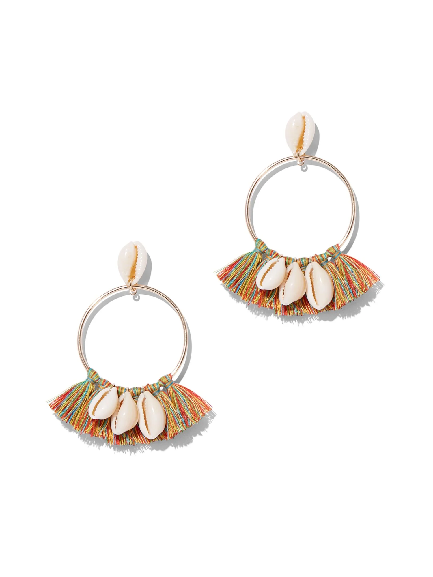 Shell & Tassel Hoop Drop Earring