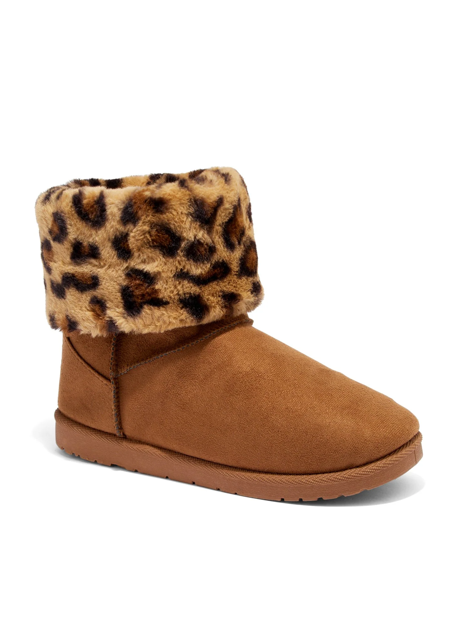 Sherpa Puff Cuff Short Boot - Leopard-Print