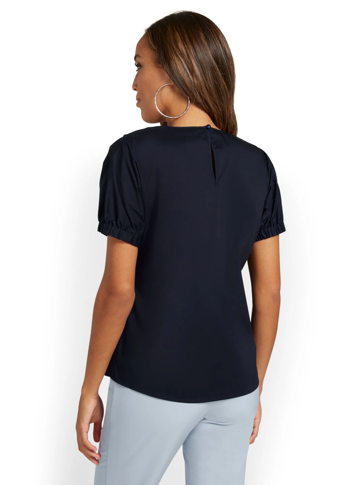Short-Sleeve Cotton Poplin Top - Image 3