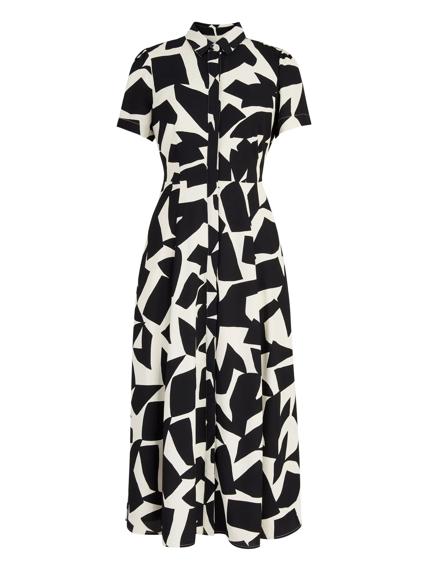 Short-Sleeve Geometric Midi Shirtdress - The NY&C Legacy Collection - Image 2