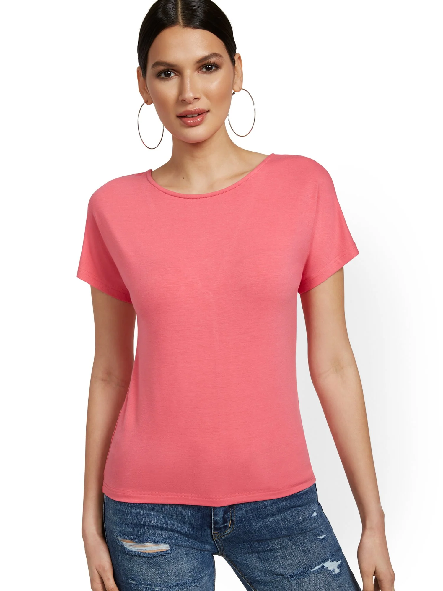 Short Sleeve Lace-Back Tee - Image 22