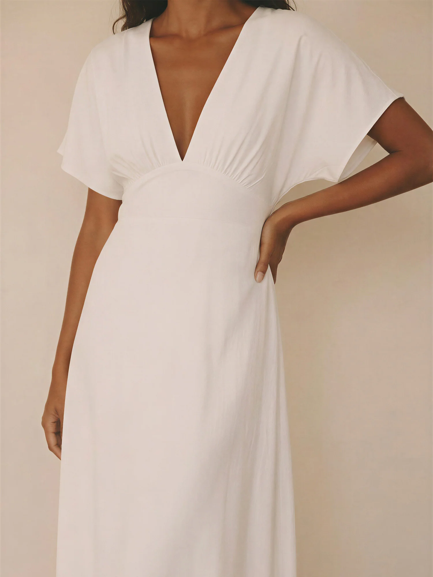 Short Sleeve Low V-Neck Maxi Dress - Image 7