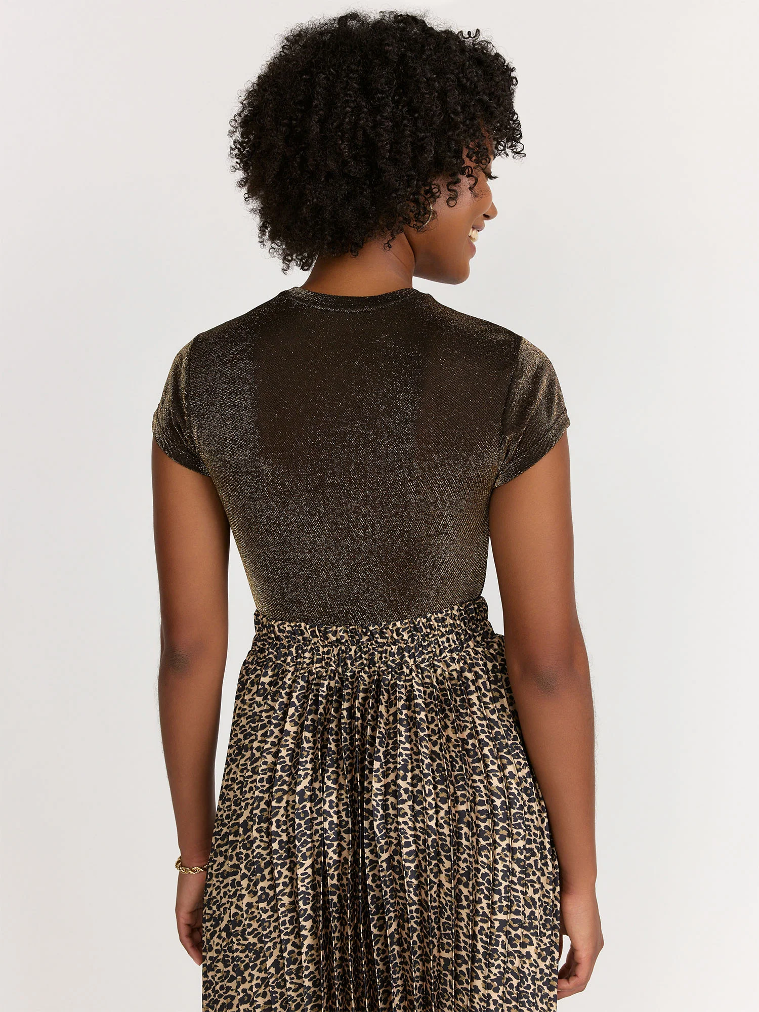 RD Style Short Sleeve Shimmer Mesh Crop T-Shirt - Brands We Love - Image 3