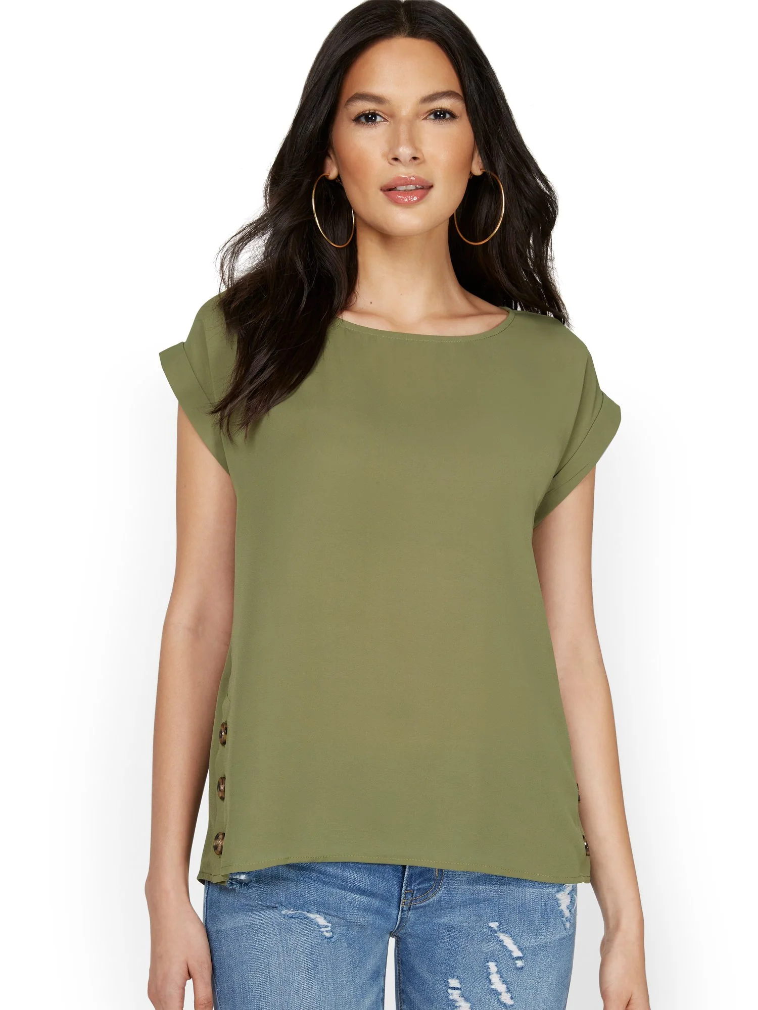 Short-Sleeve Side-Button Blouse - Image 13
