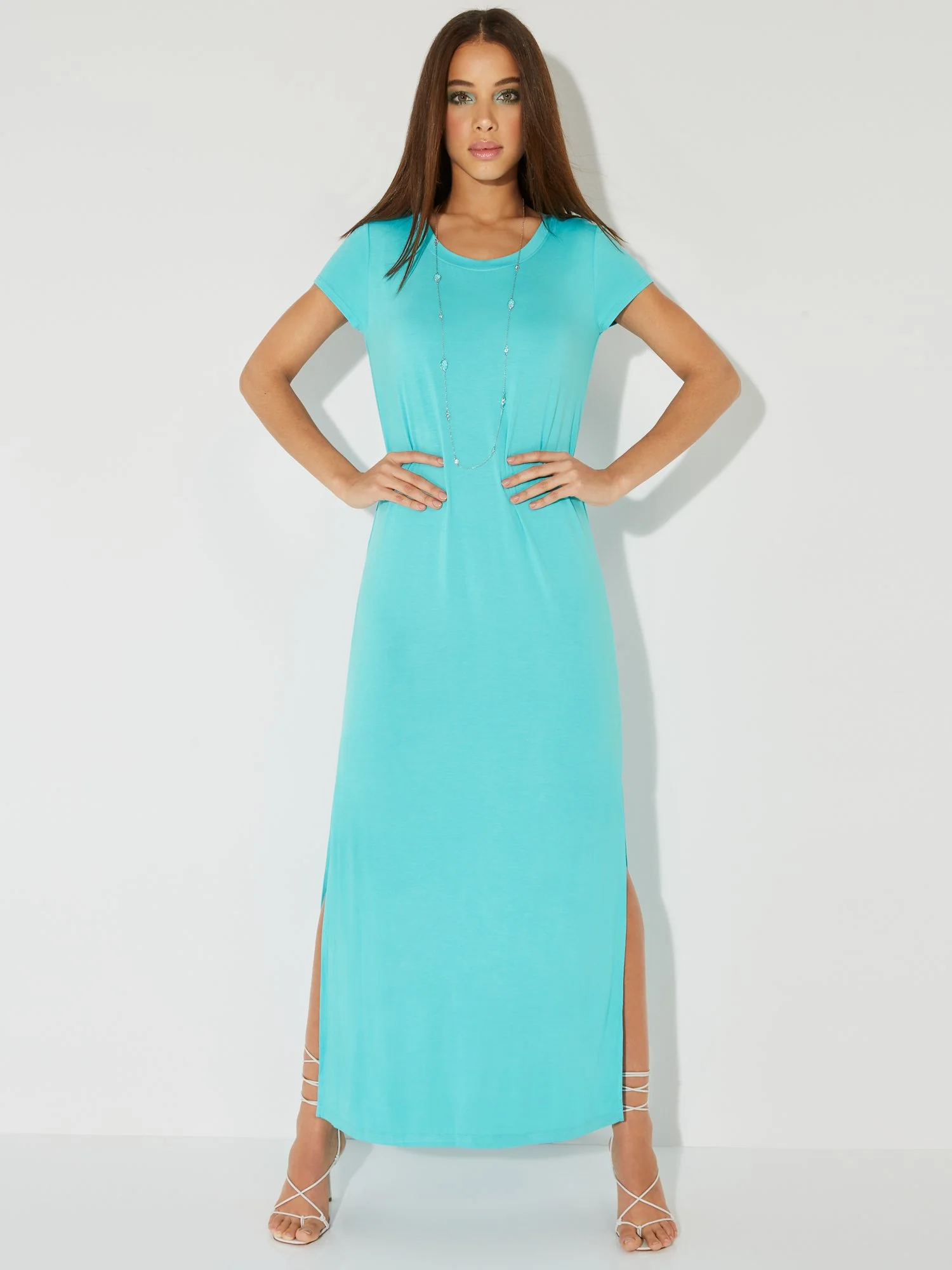 Short-Sleeve Side-Slit Maxi Dress - NY&C Style System - Image 6