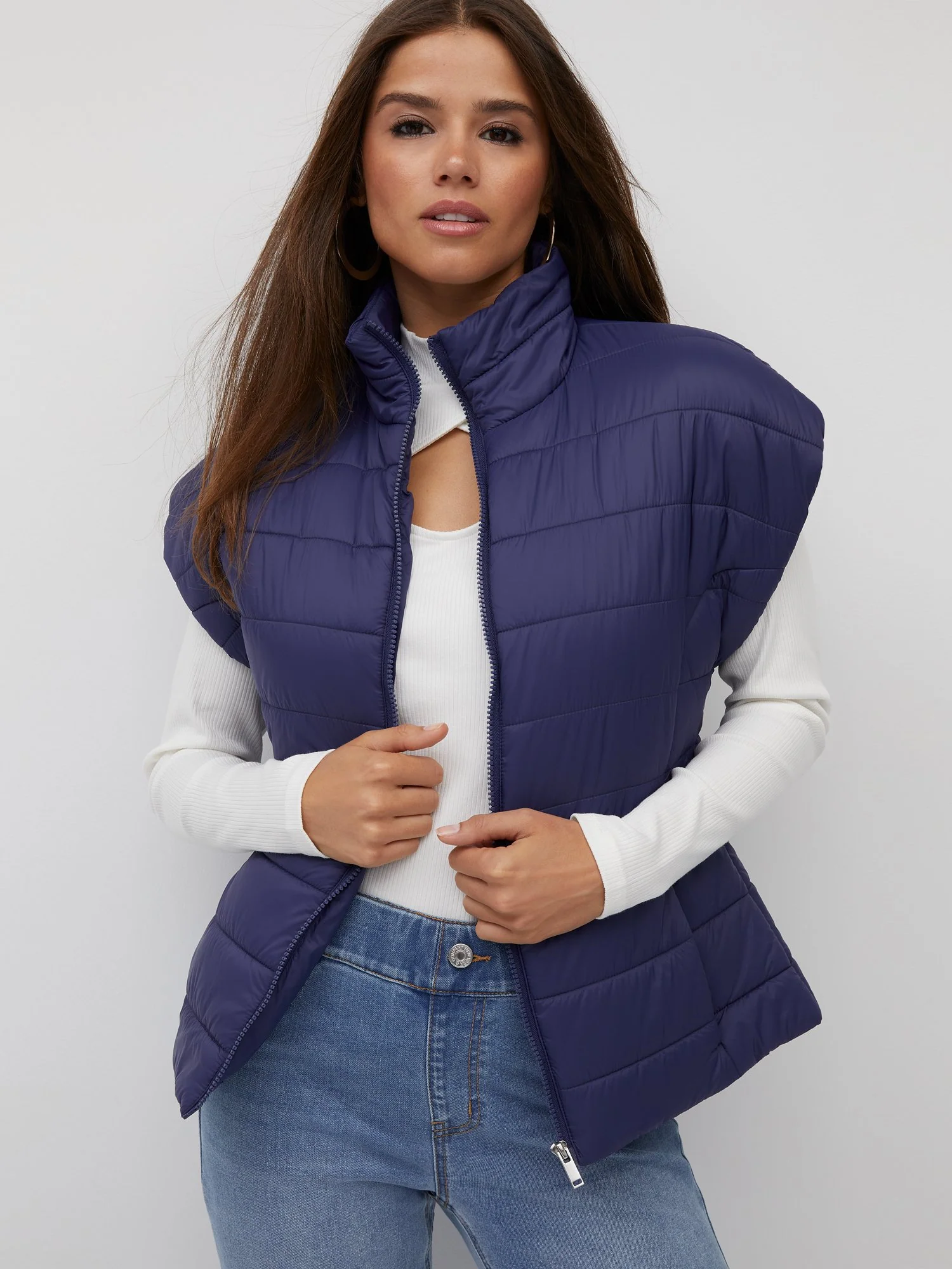 Short-Sleeve Zip-Front Puffer Vest - Image 12