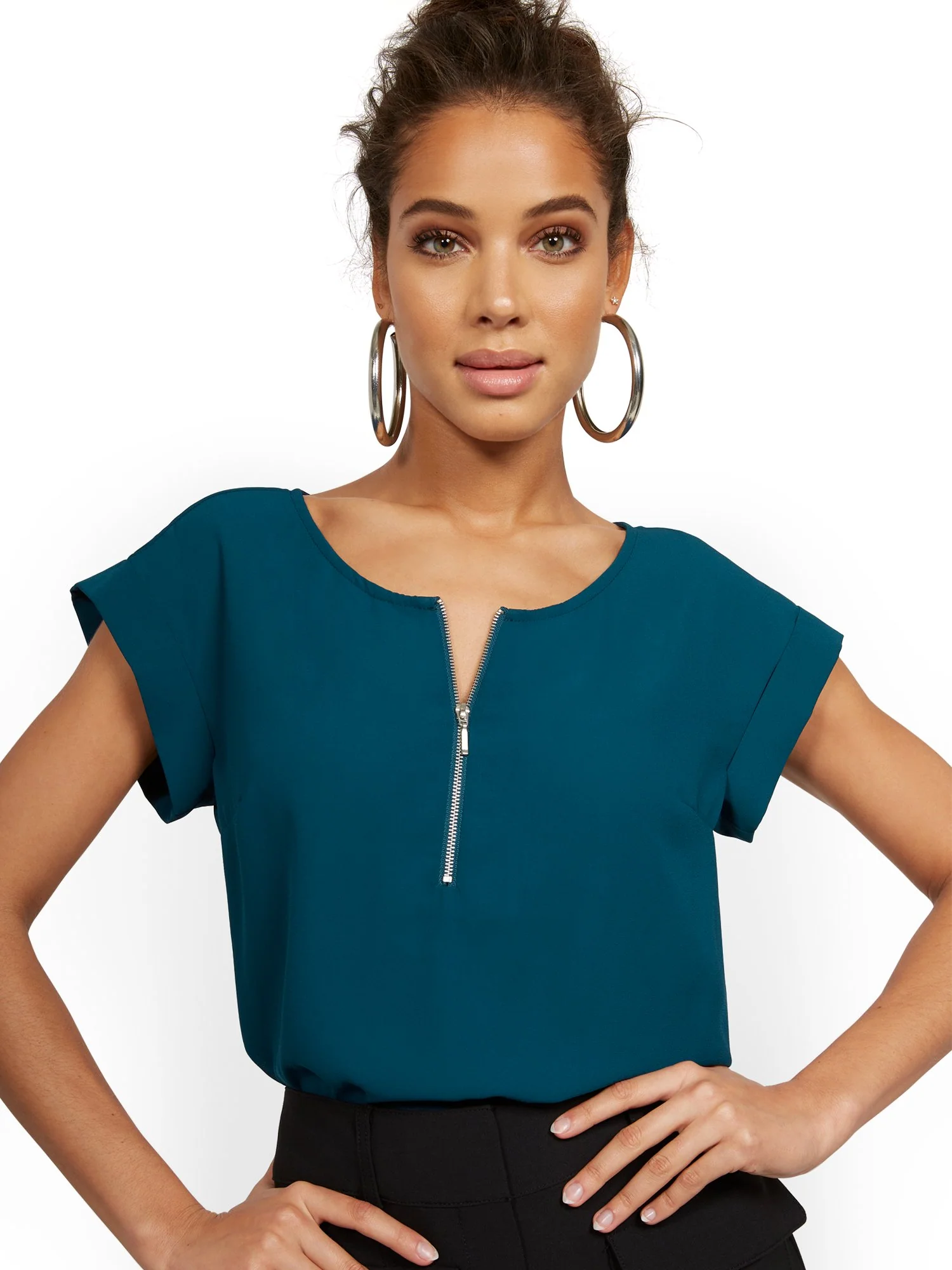 Short-Sleeve Zip-Front Tee - Image 16