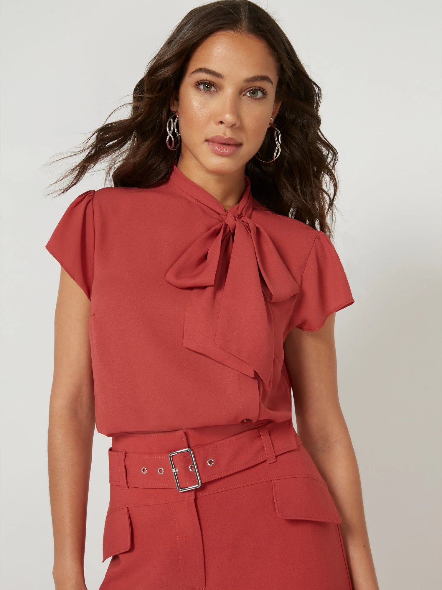 Side Button Bow Blouse - 7th Avenue - Image 8