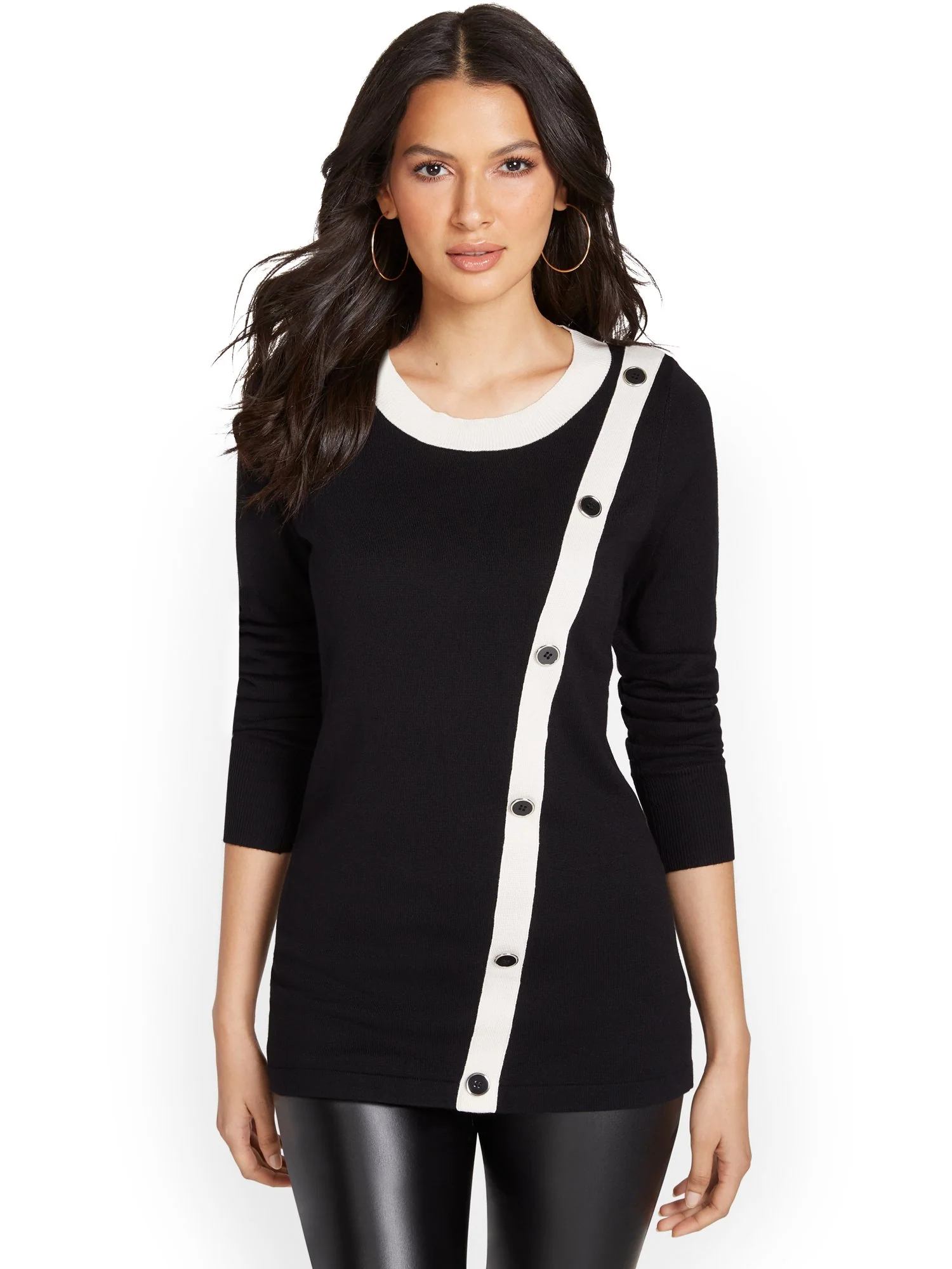 Side-Button Tunic Sweater - Image 2