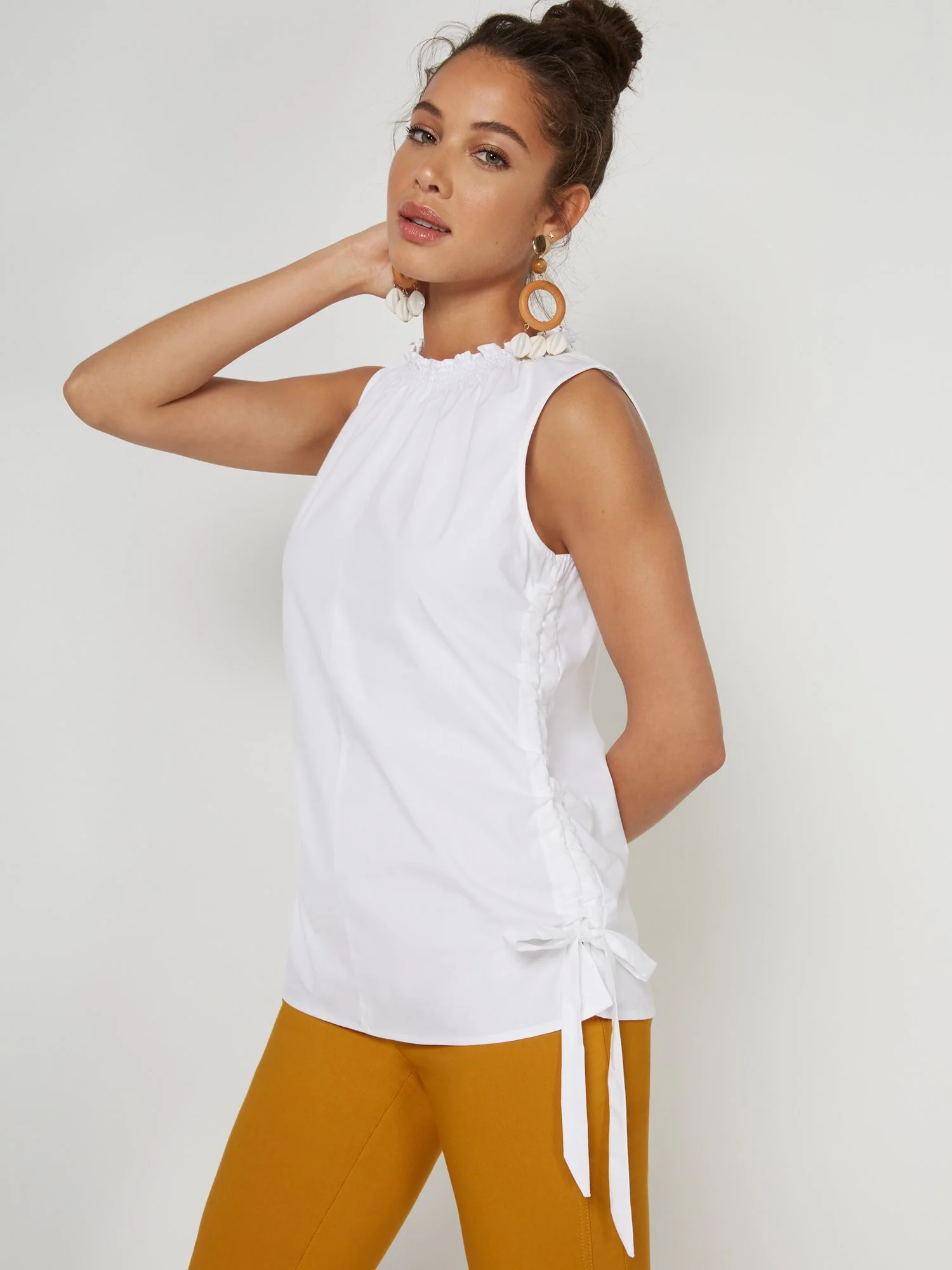 Side-Lace Poplin Top - 7th Avenue - Image 5