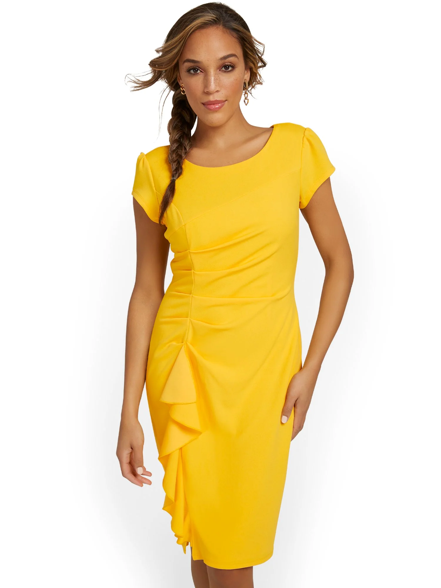 Side-Ruffle Sheath Dress - Magic Crepe® - Image 10