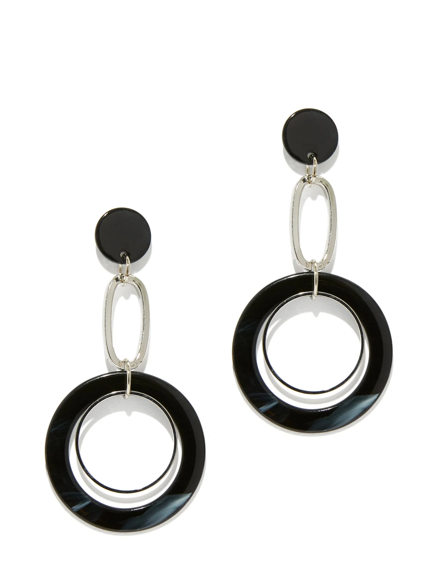 Silvertone Circular Drop Earring