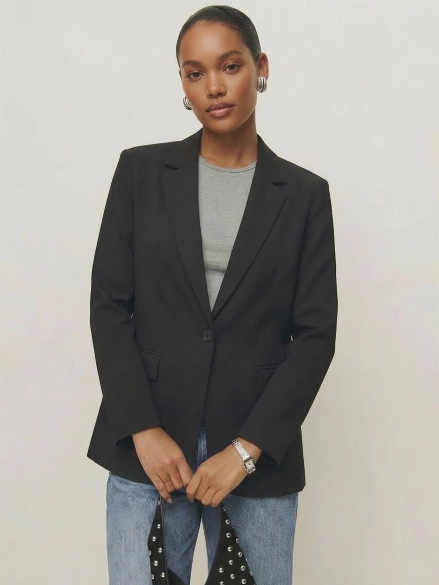 Single Breasted Classic Tailored Striped Blazer