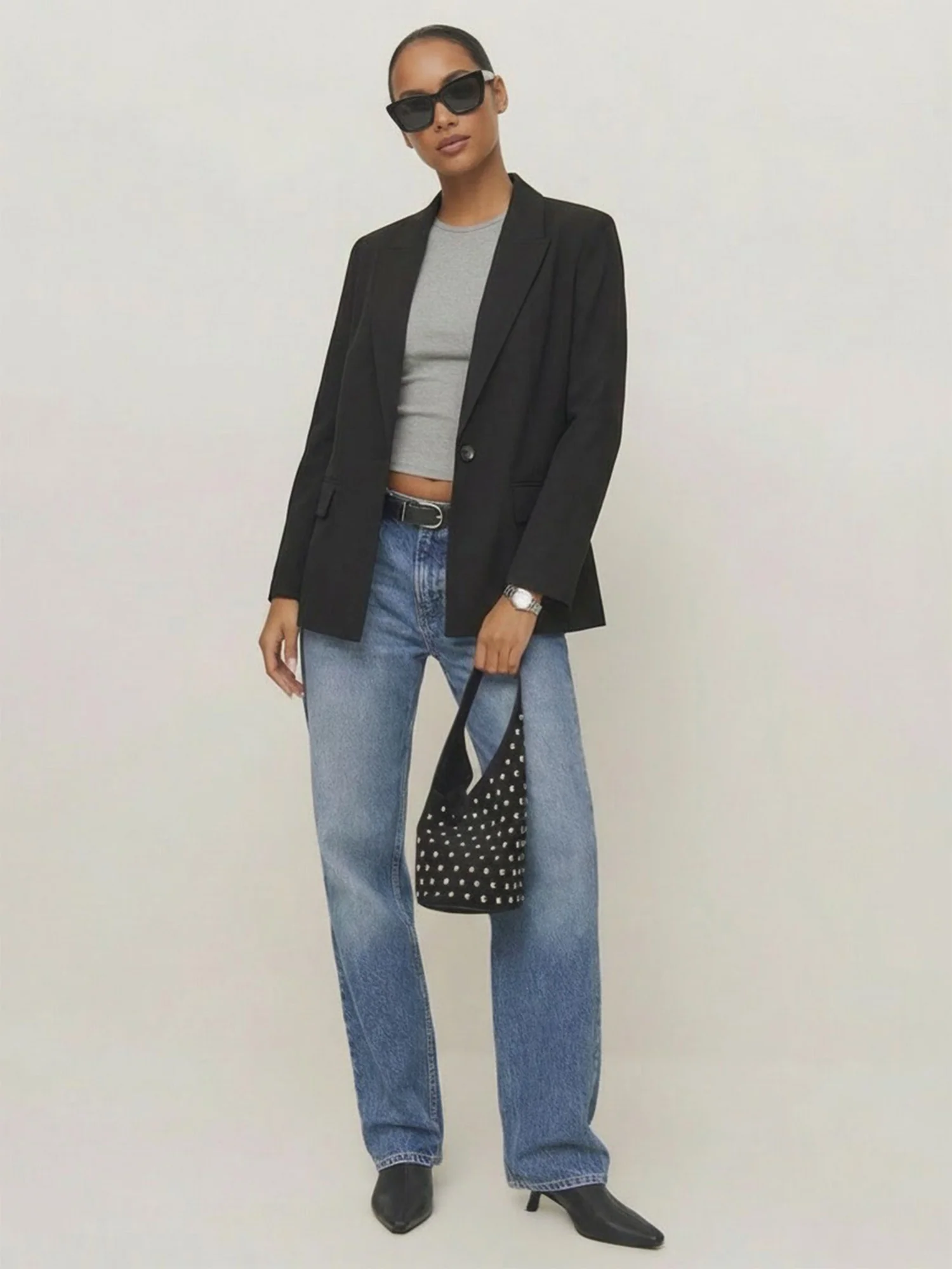 Single Breasted Classic Tailored Striped Blazer - Image 2