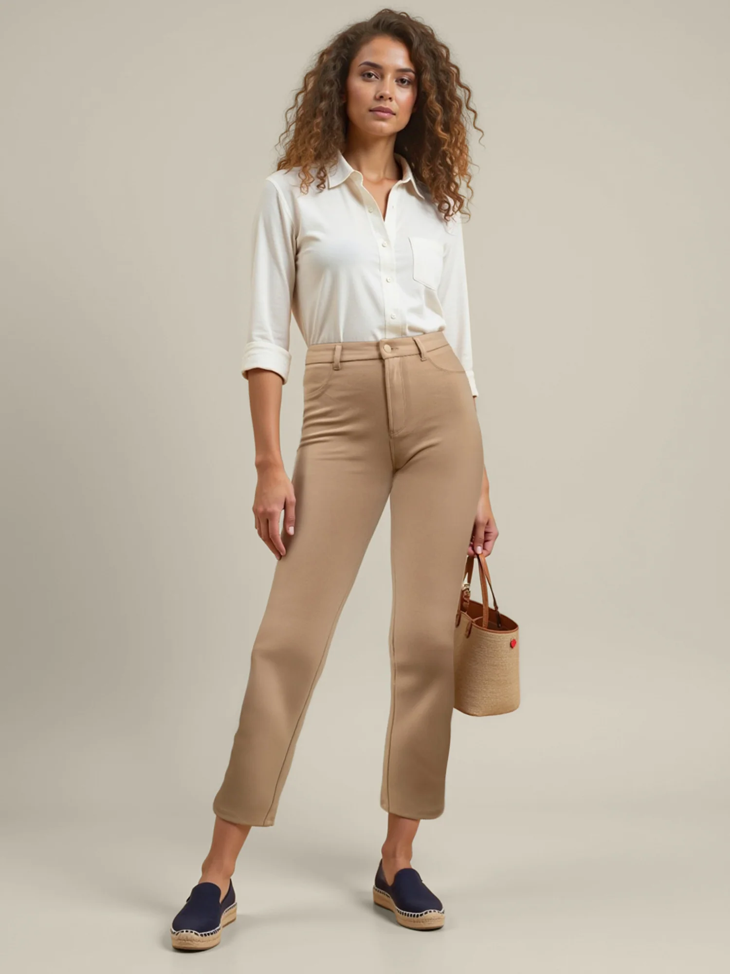 Skinny Mid Rise Double Pocket Stretch Pants