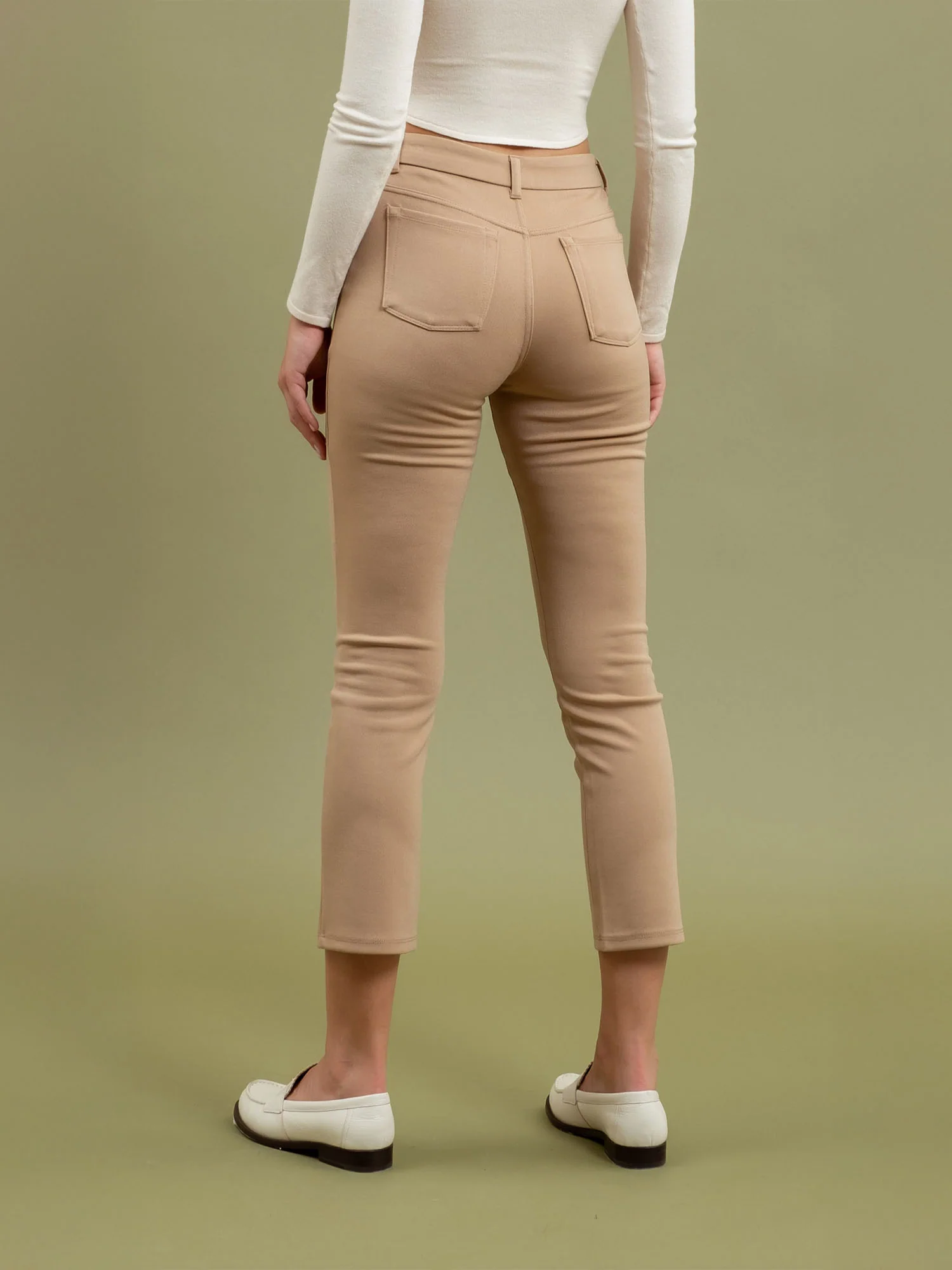 Skinny Mid Rise Double Pocket Stretch Pants - Image 4