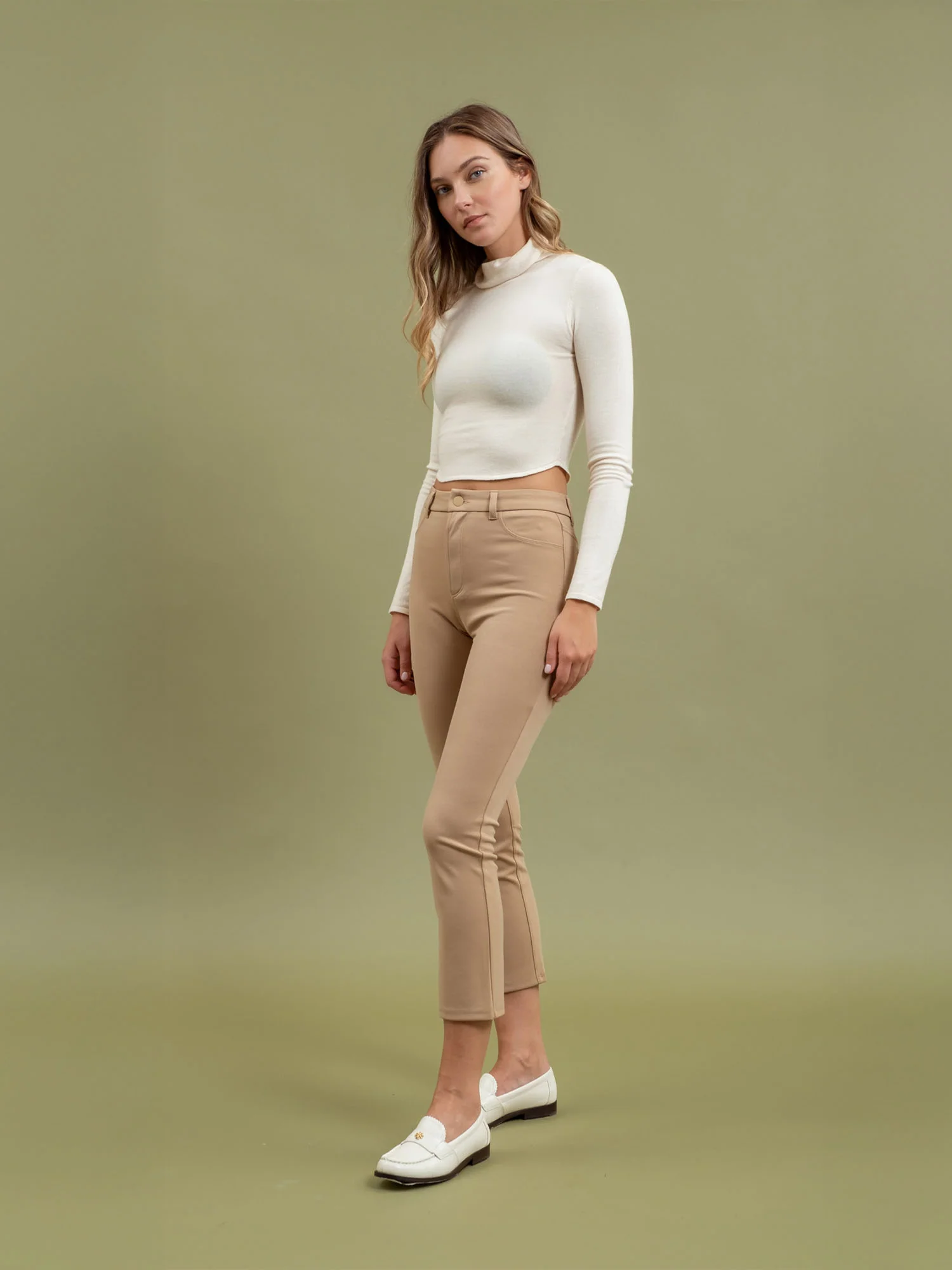 Skinny Mid Rise Double Pocket Stretch Pants - Image 5