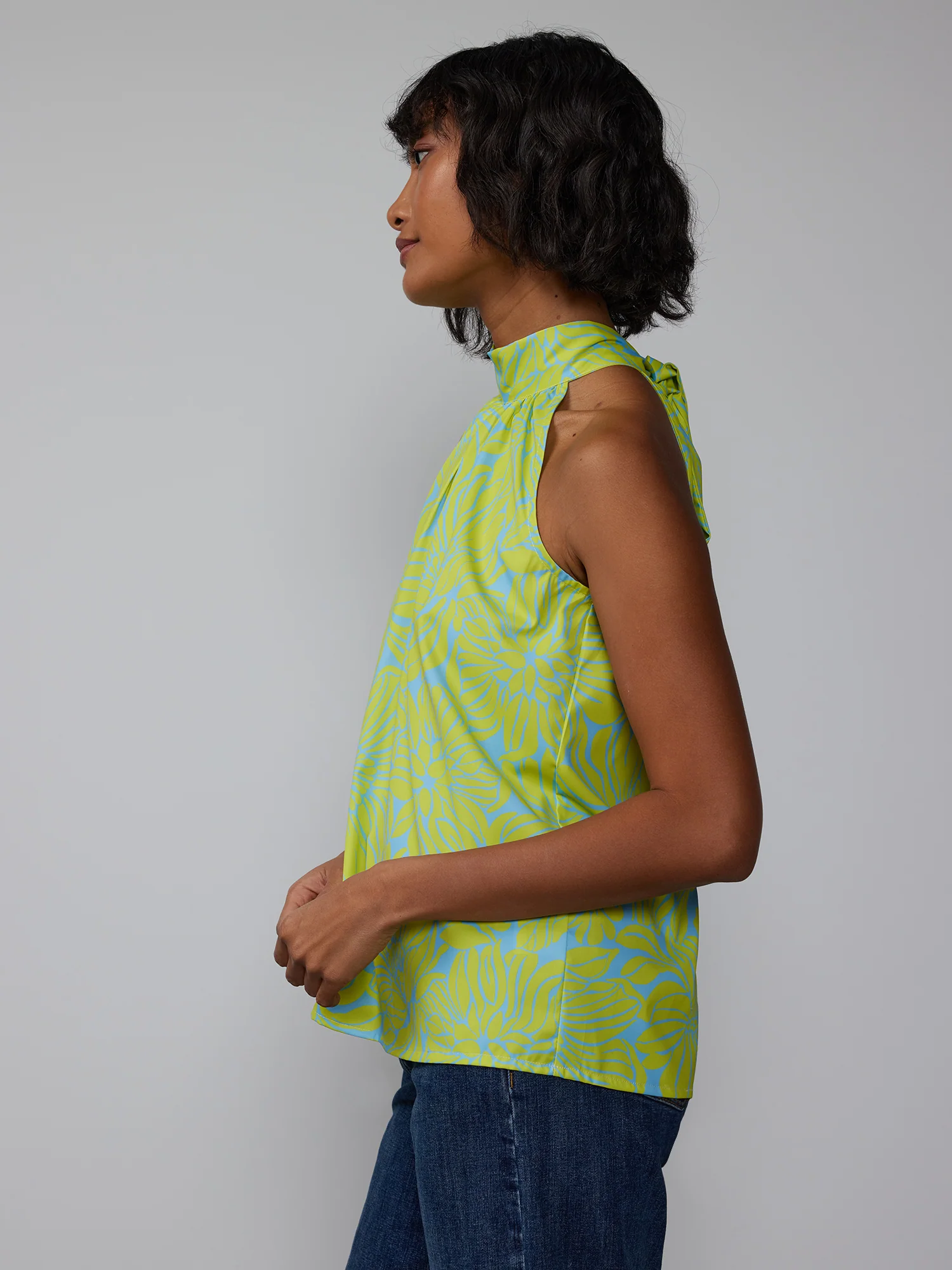 Floral Tie Back Halter Neck Top - Image 2