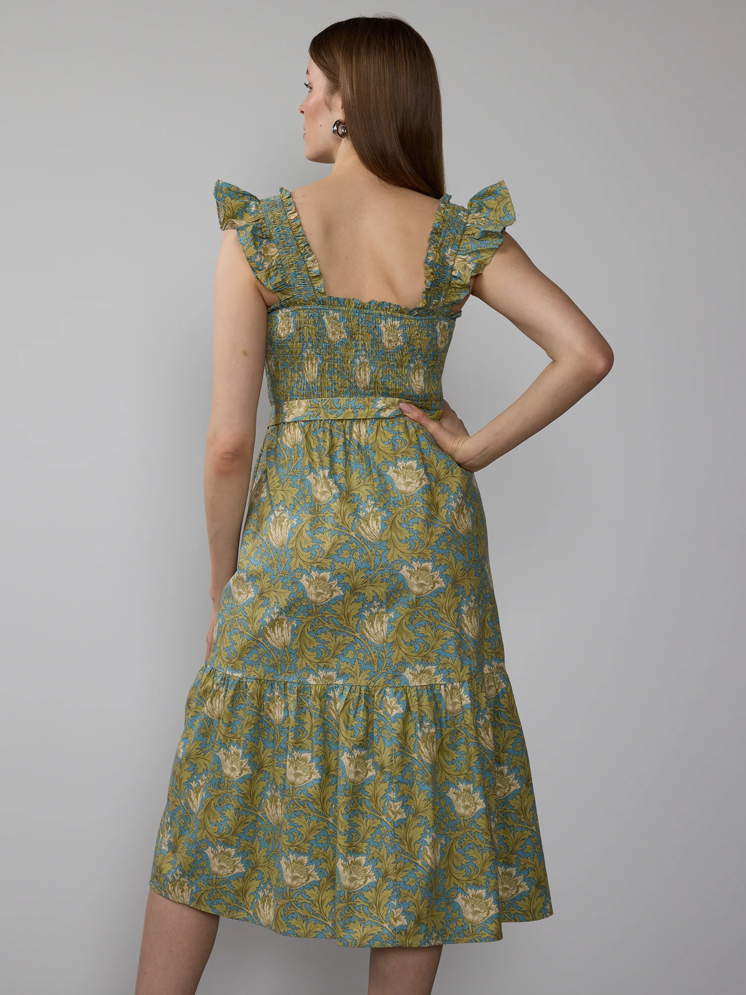 Smocked Floral Midi Dress - Image 3
