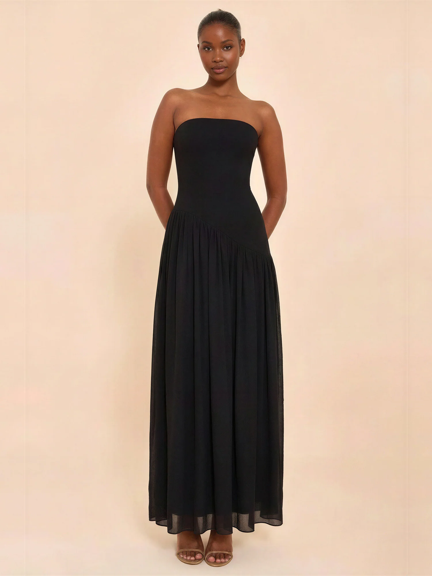 Sleeveless Colorblock Gown
