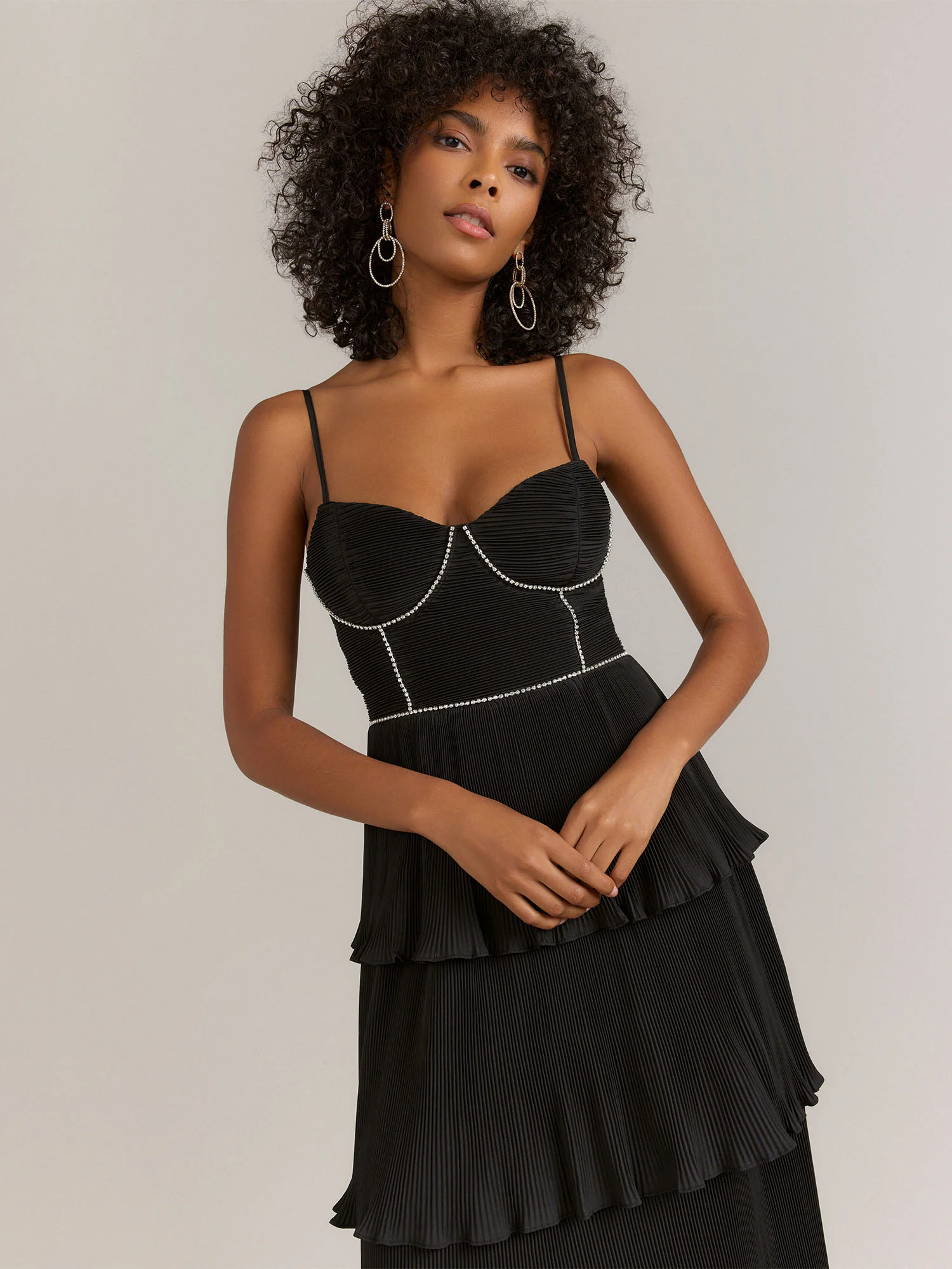 Do + Be Crystal Chain Pleated Tiered Dress - Brands We Love - Image 2