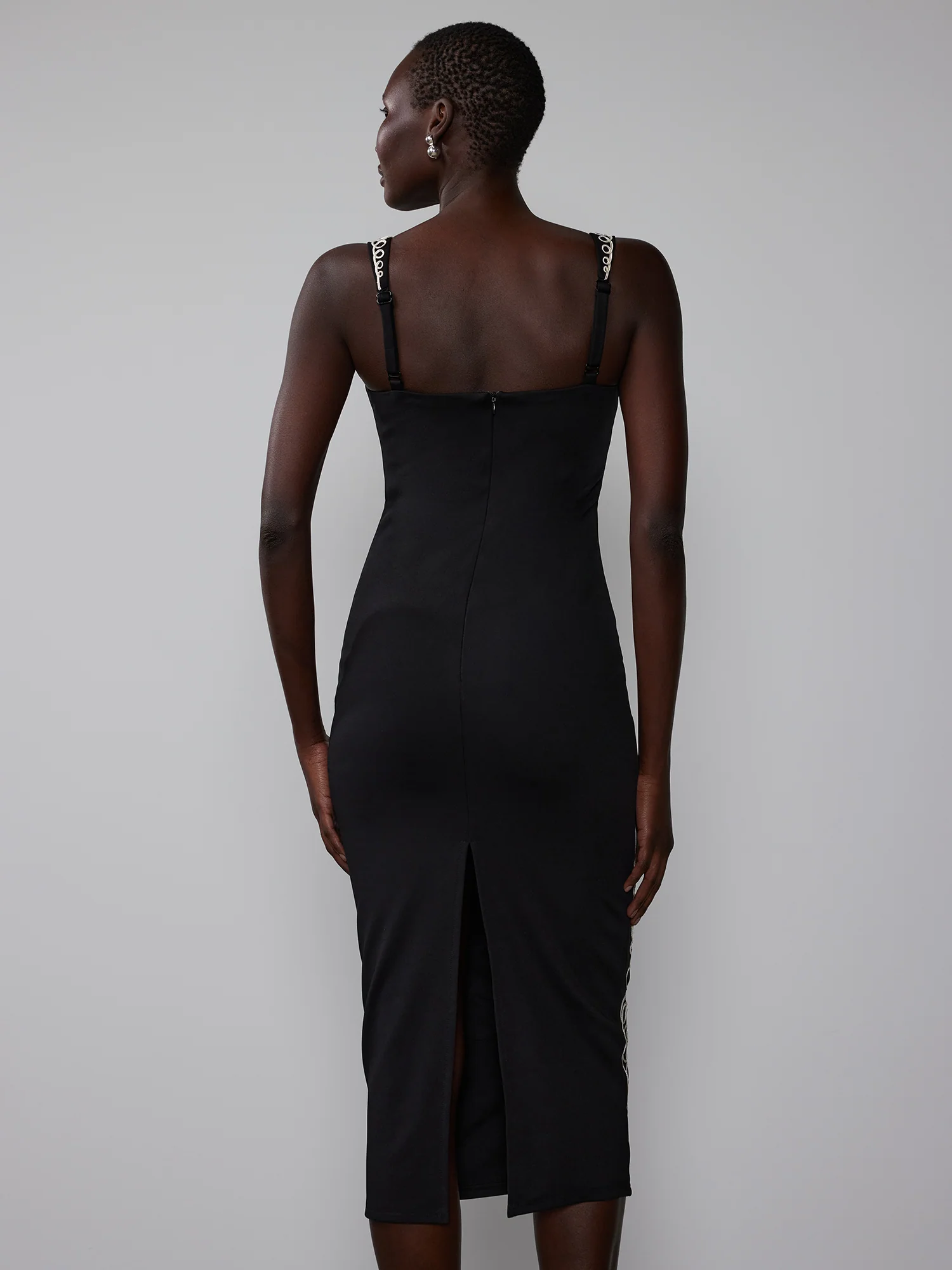 Embroidered Baroque Swirl Bodycon Dress - Image 3