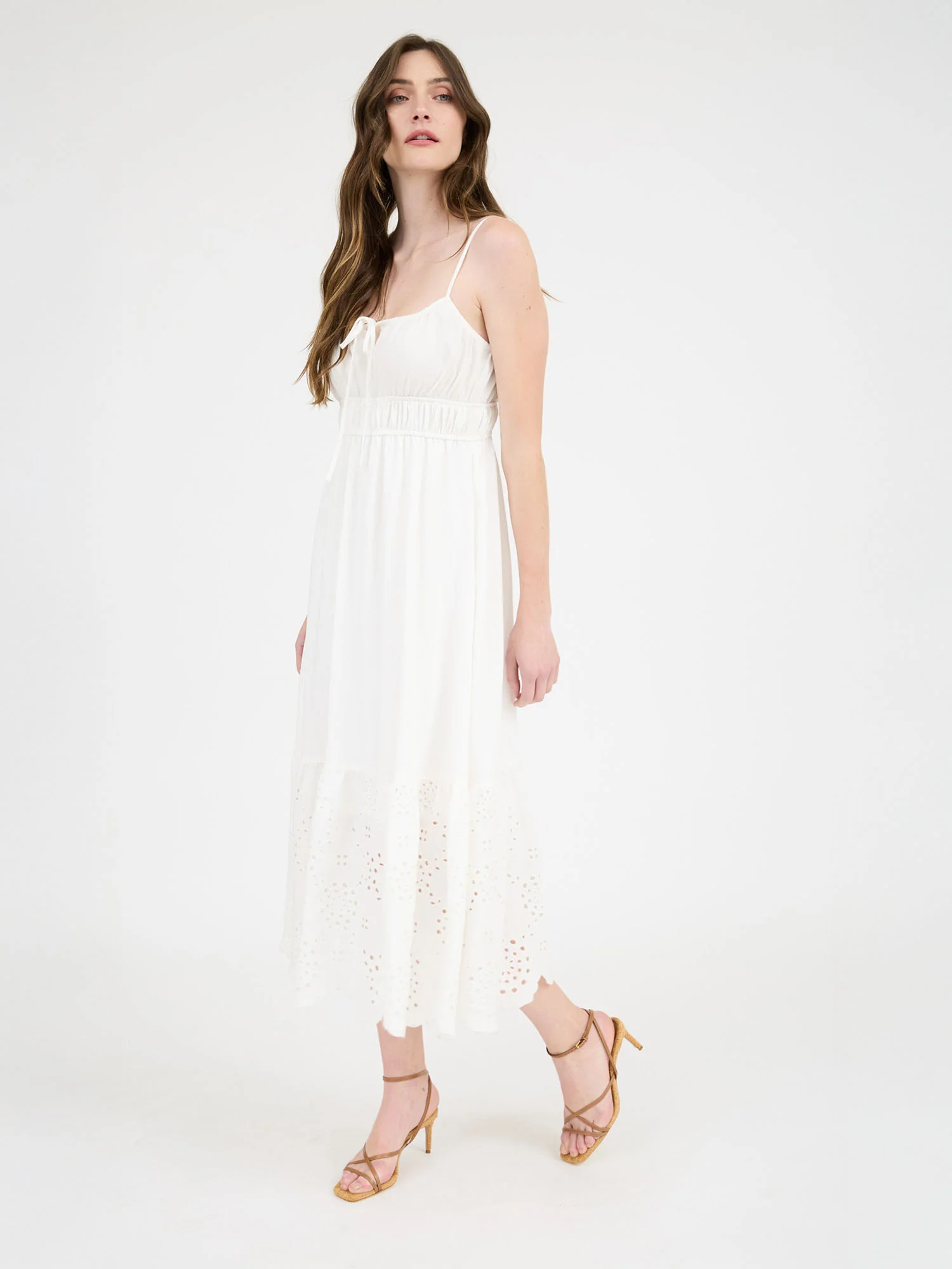 White Eyelet Tie Midi Sundress - Image 6