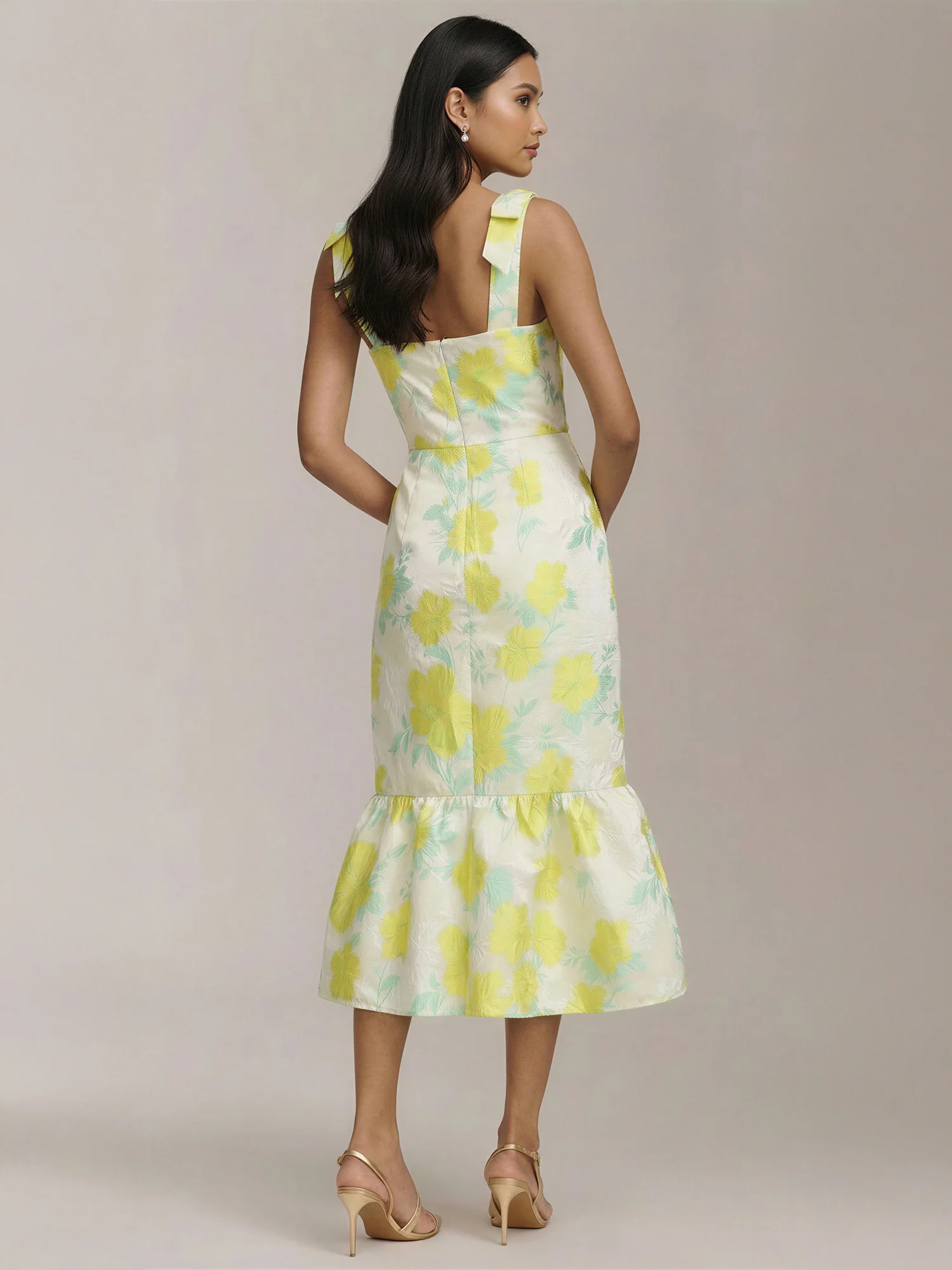 Floral Jacquard Midi Dress - Image 3