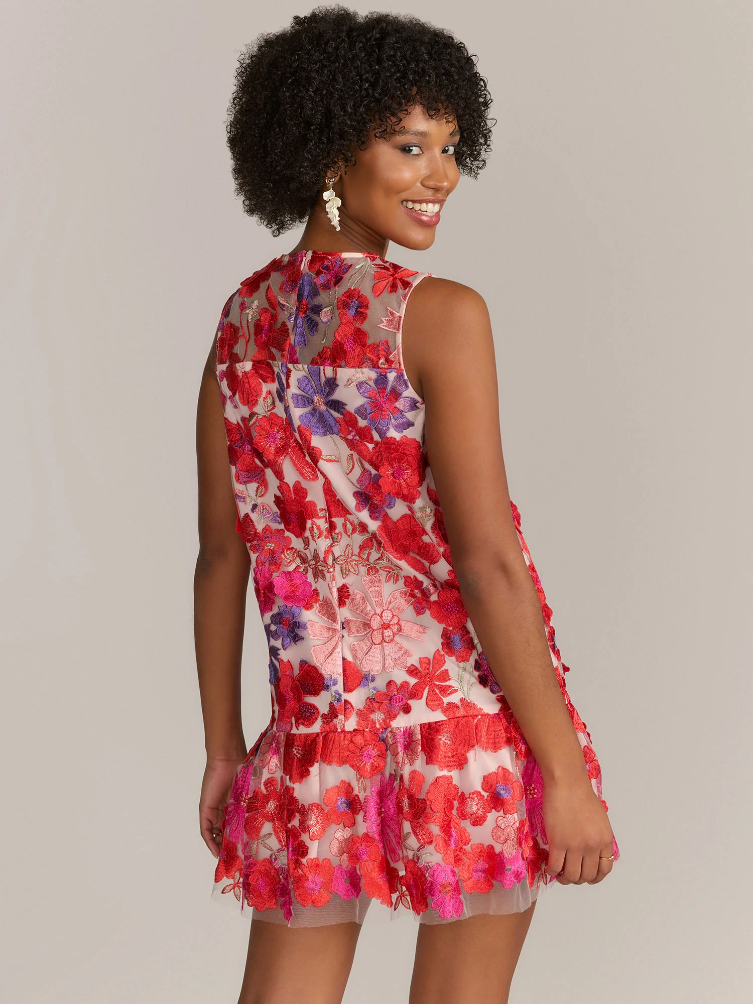 Just Me Sleeveless Floral Lace Mini Dress - Brands We Love - Image 3