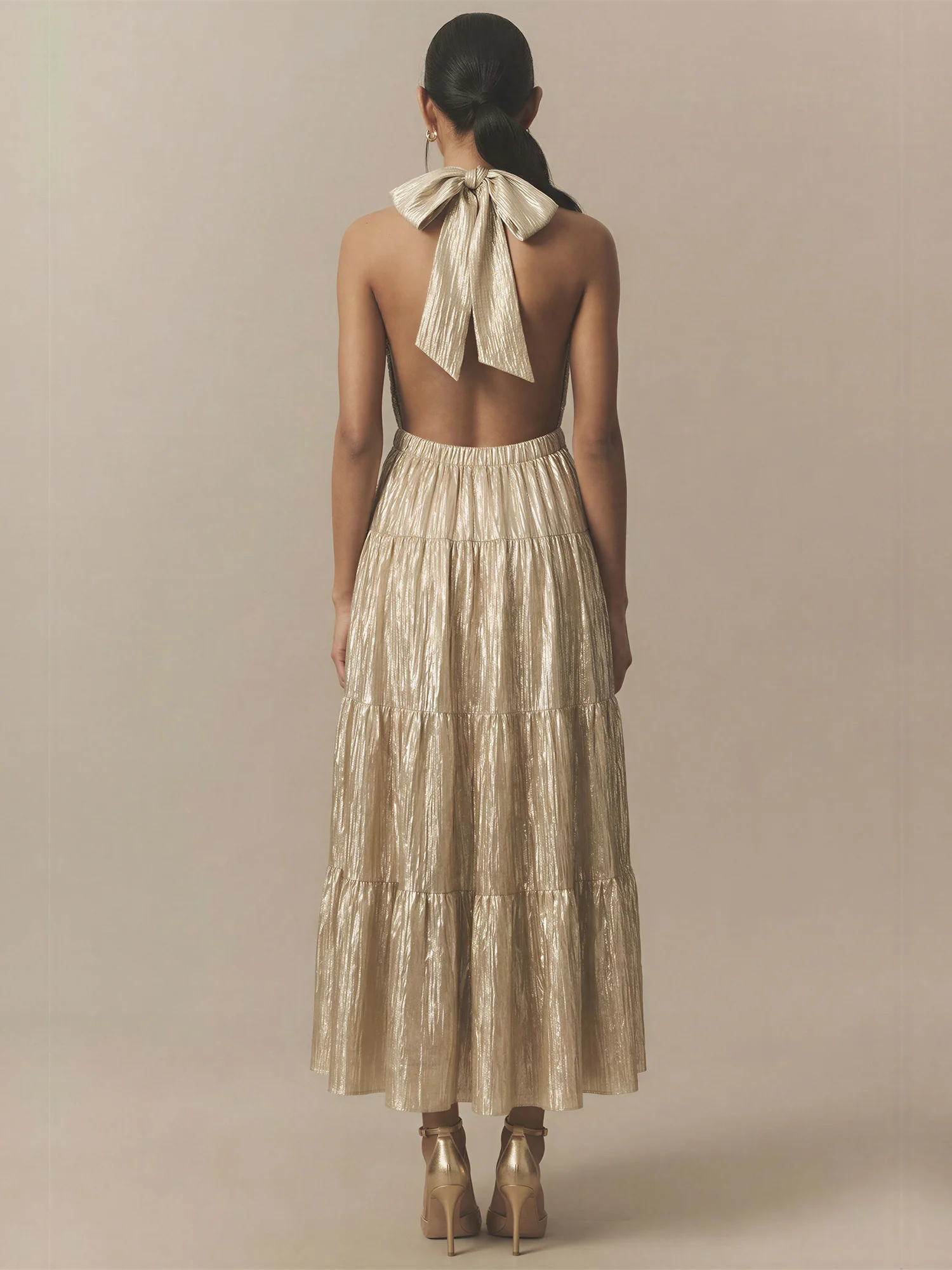 Halterneck Tiered Maxi Dress - Image 3