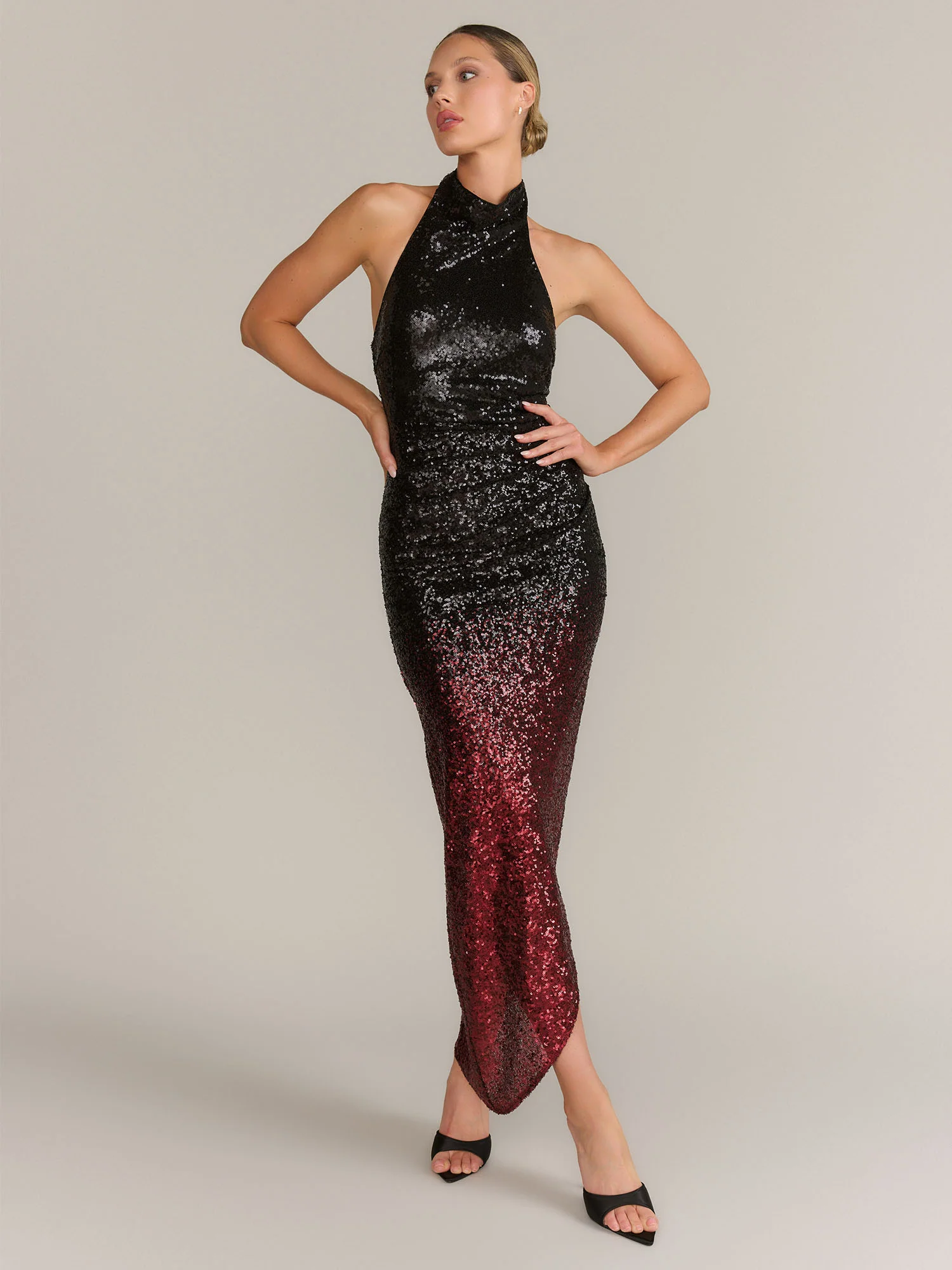 Do+Be Halter Neck Ombre Sequin Slit Gown - Brands We Love