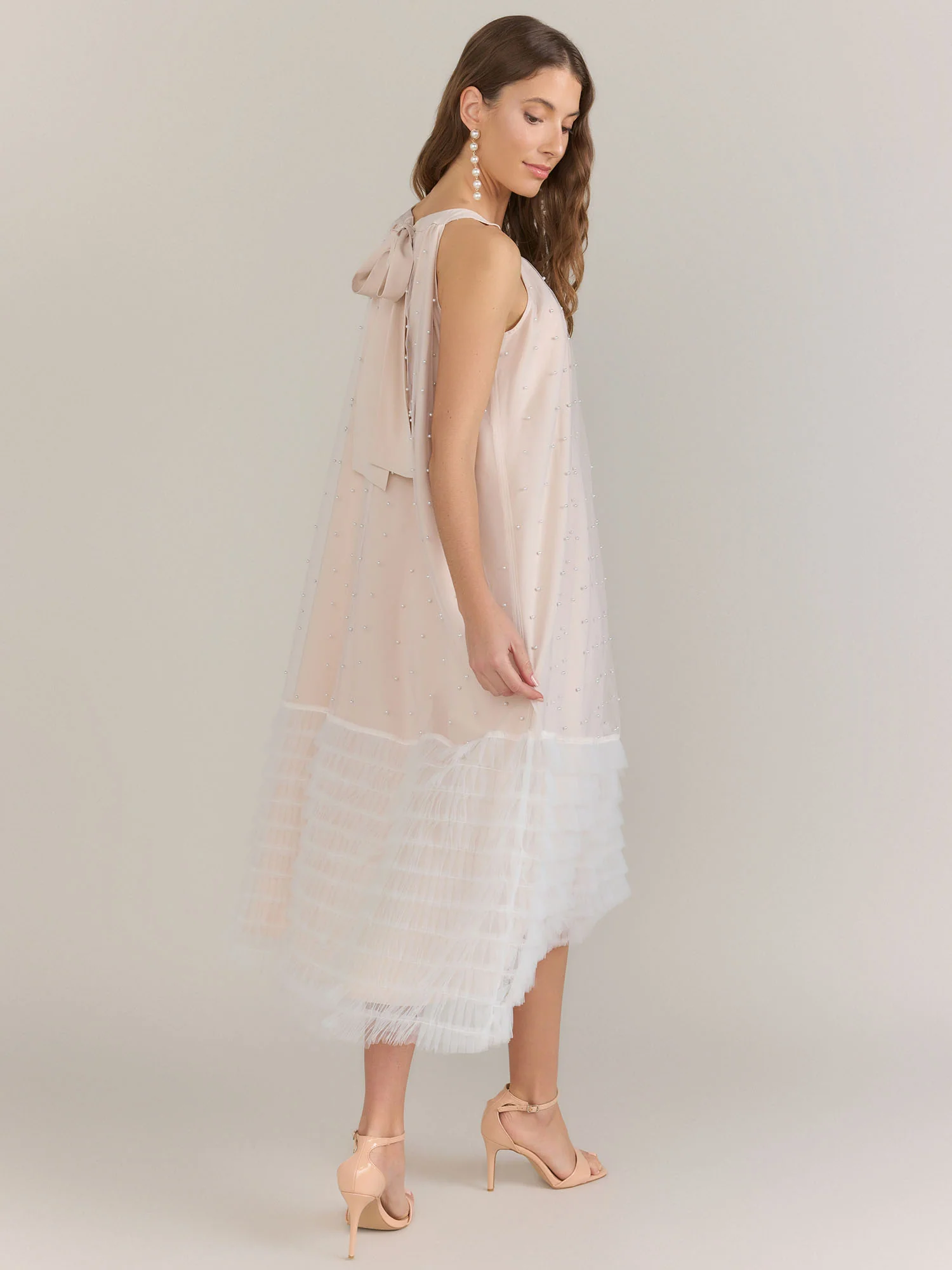 Just Me Pearl Mesh Ruffle Hem Dress - Brands We Love - Image 2