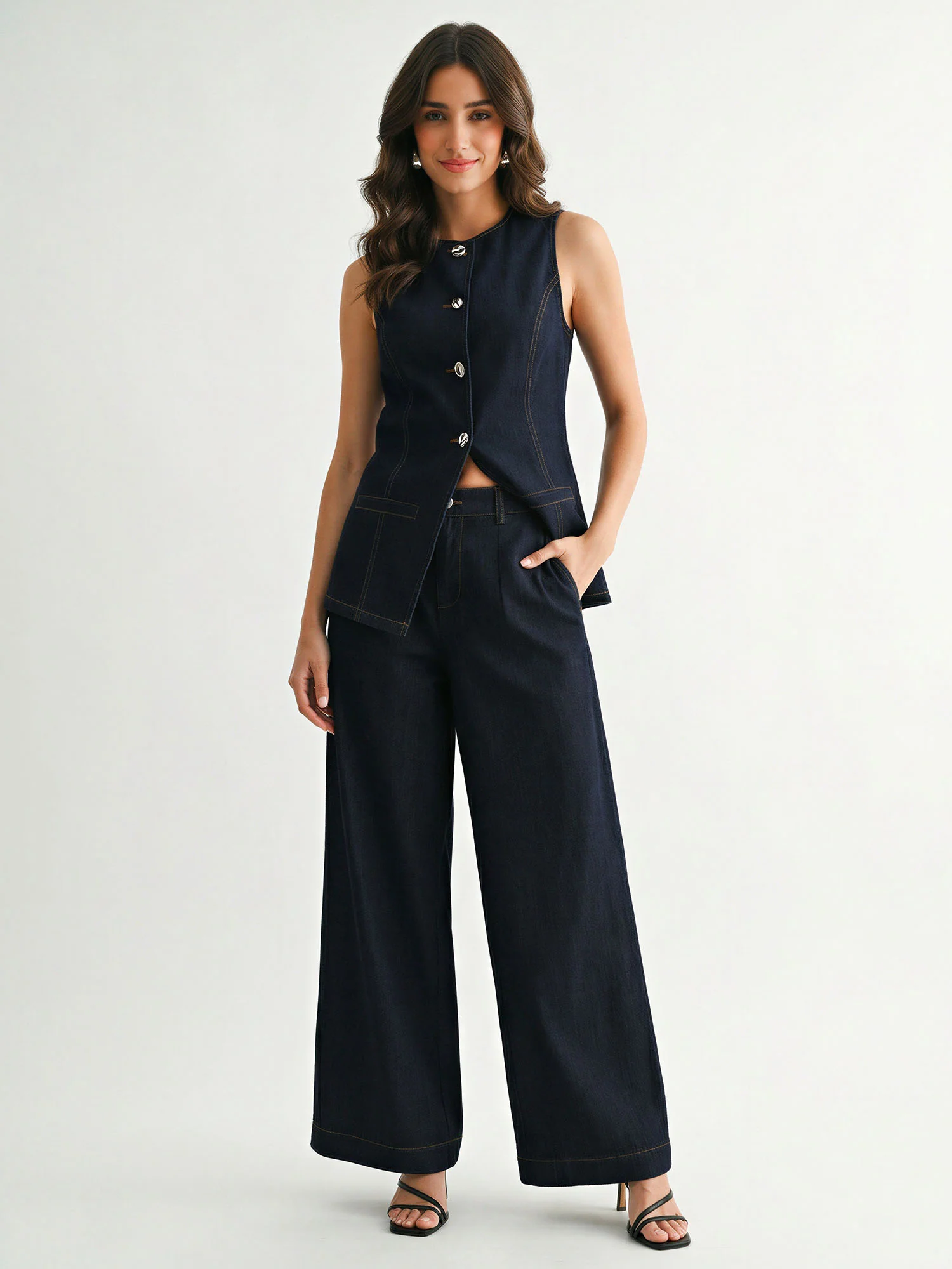 Hourglass Cutaway Denim Vest - Image 6