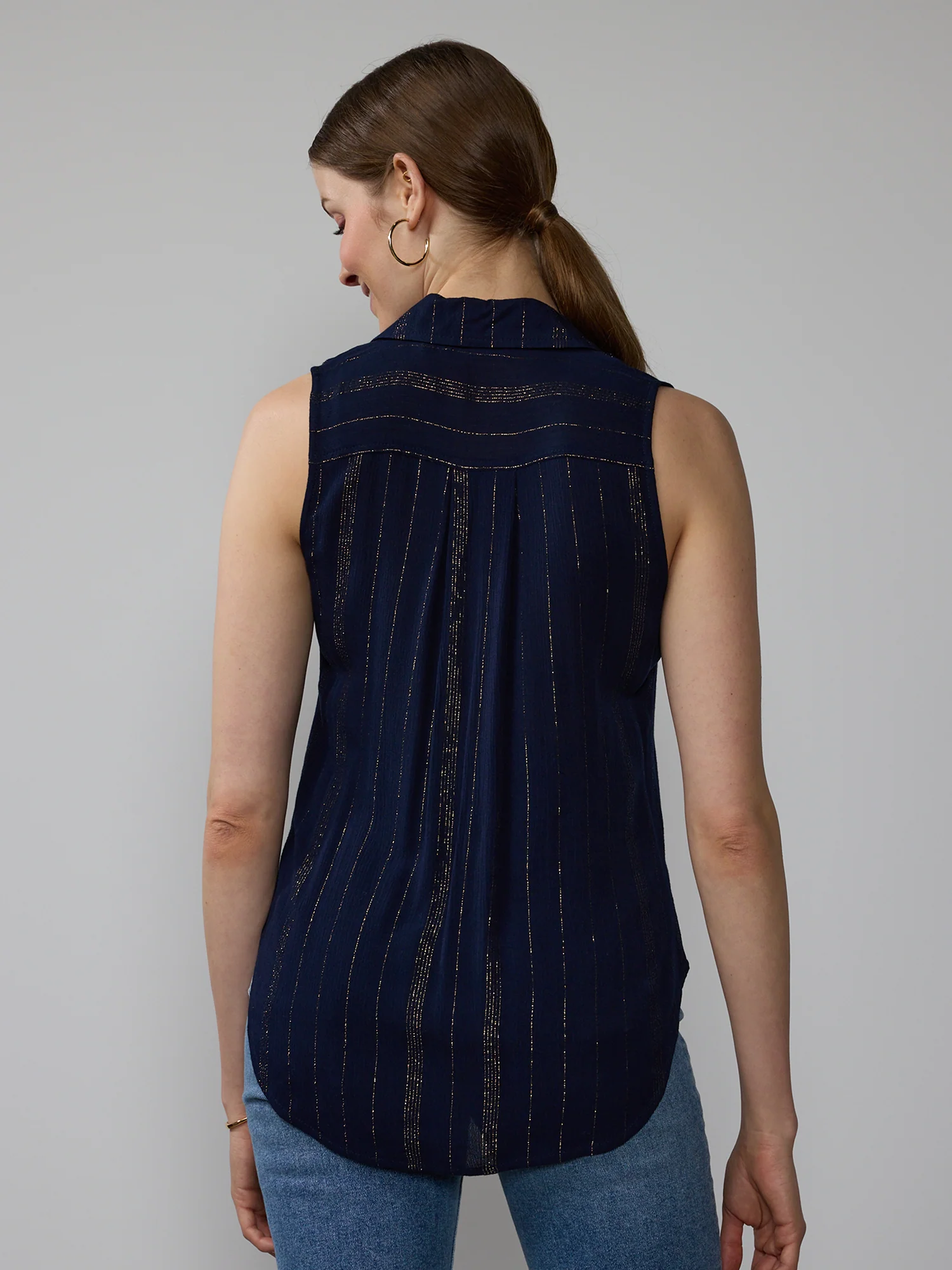 Lurex Stripe Button Down Shirt - Image 3