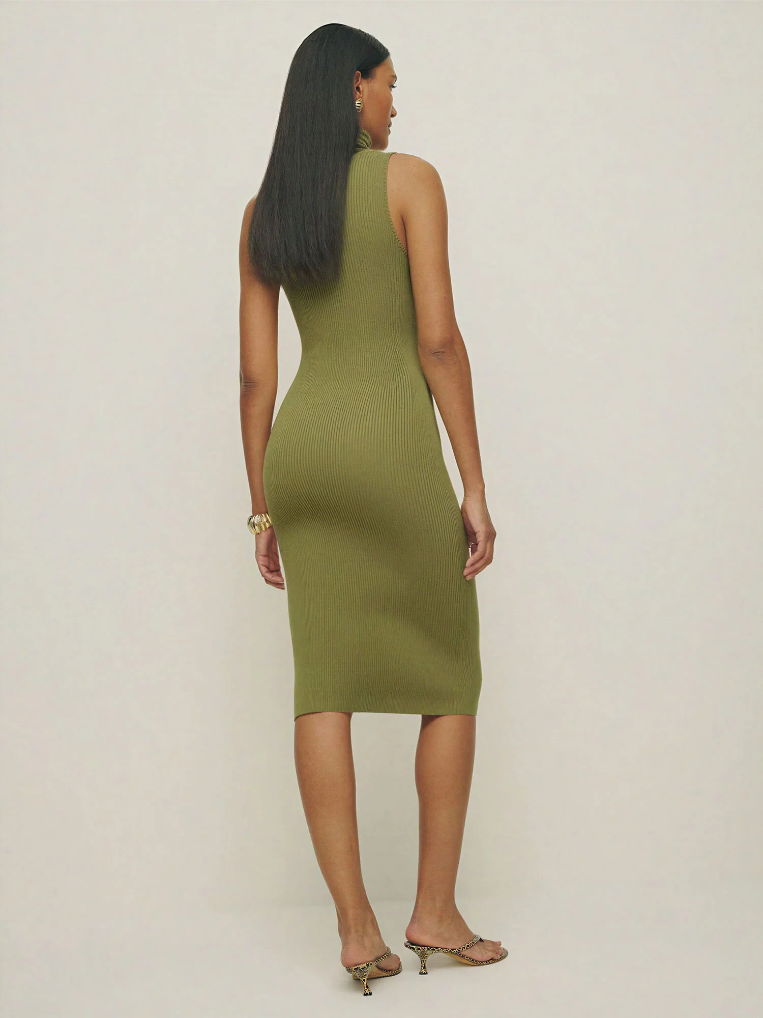 Mock Neck Knit Bodycon Midi Dress - Image 8