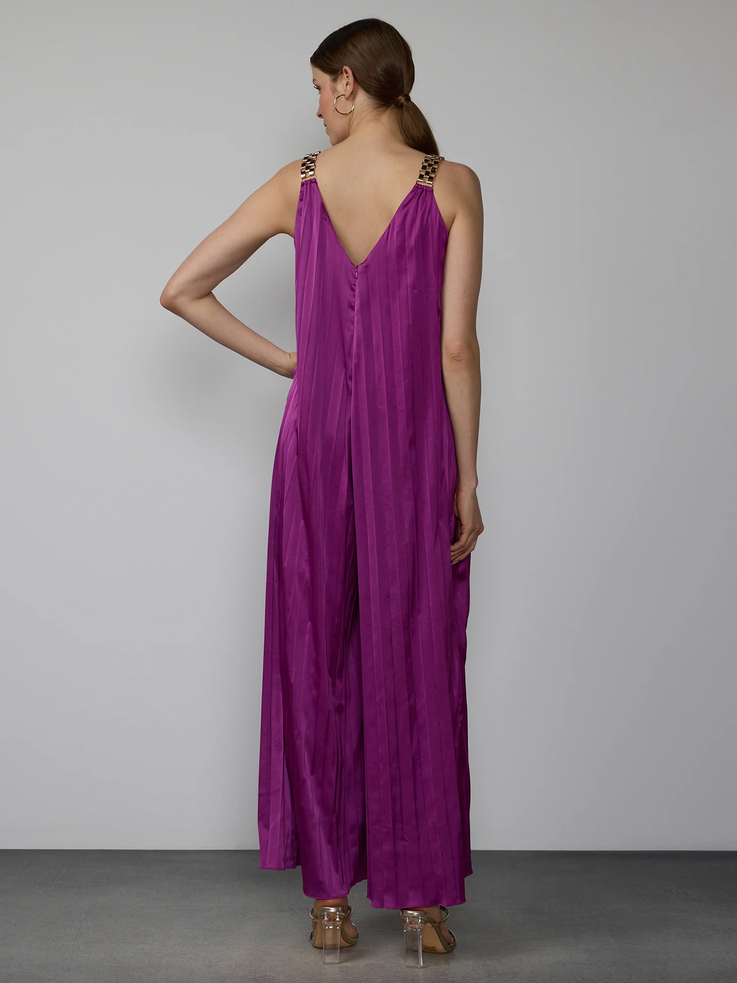 Sleeveless Pleated Plisse Jumpsuit - Image 3