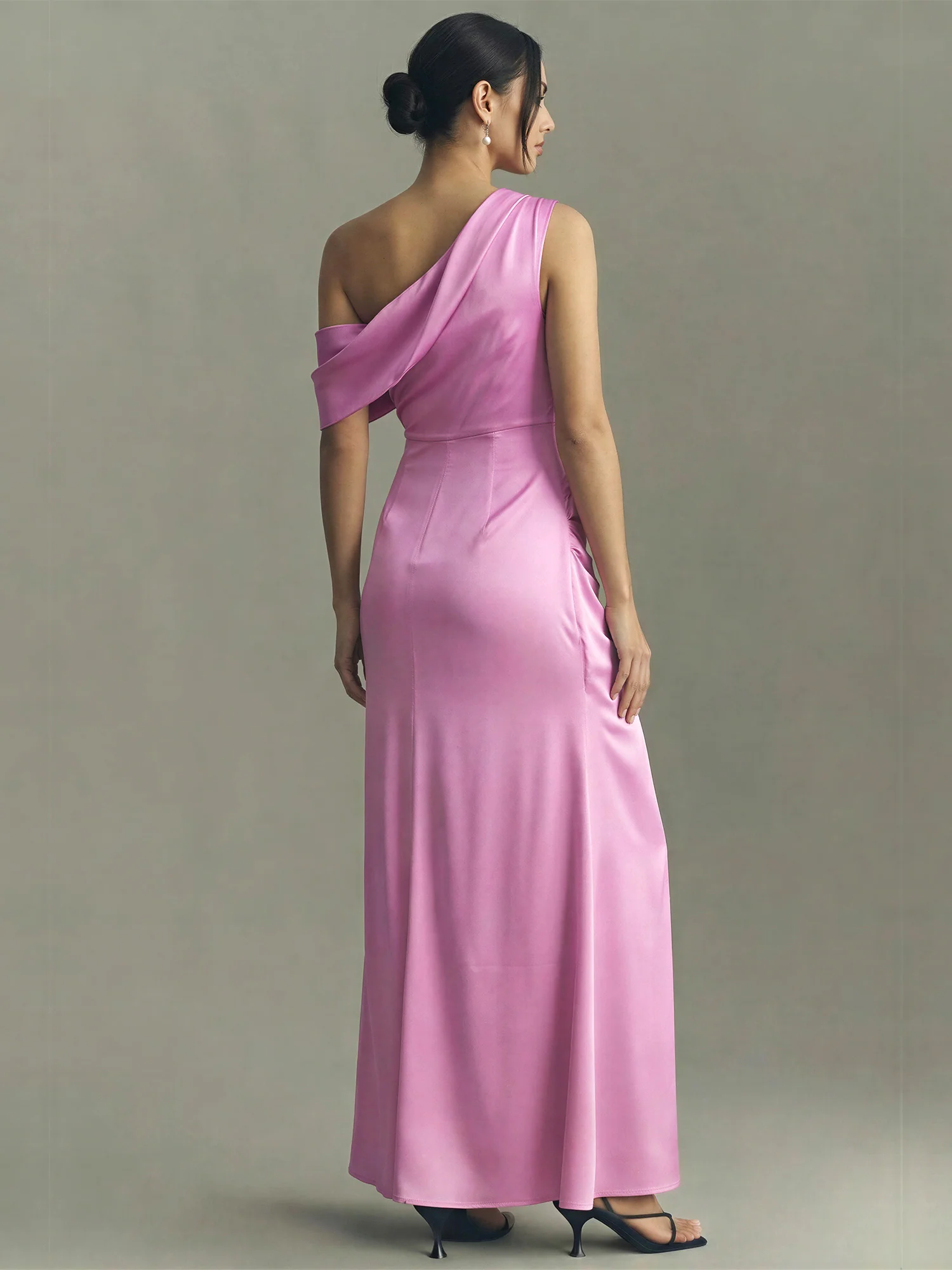 Sleeveless Ruched Satin Bodycon Gown - Image 8